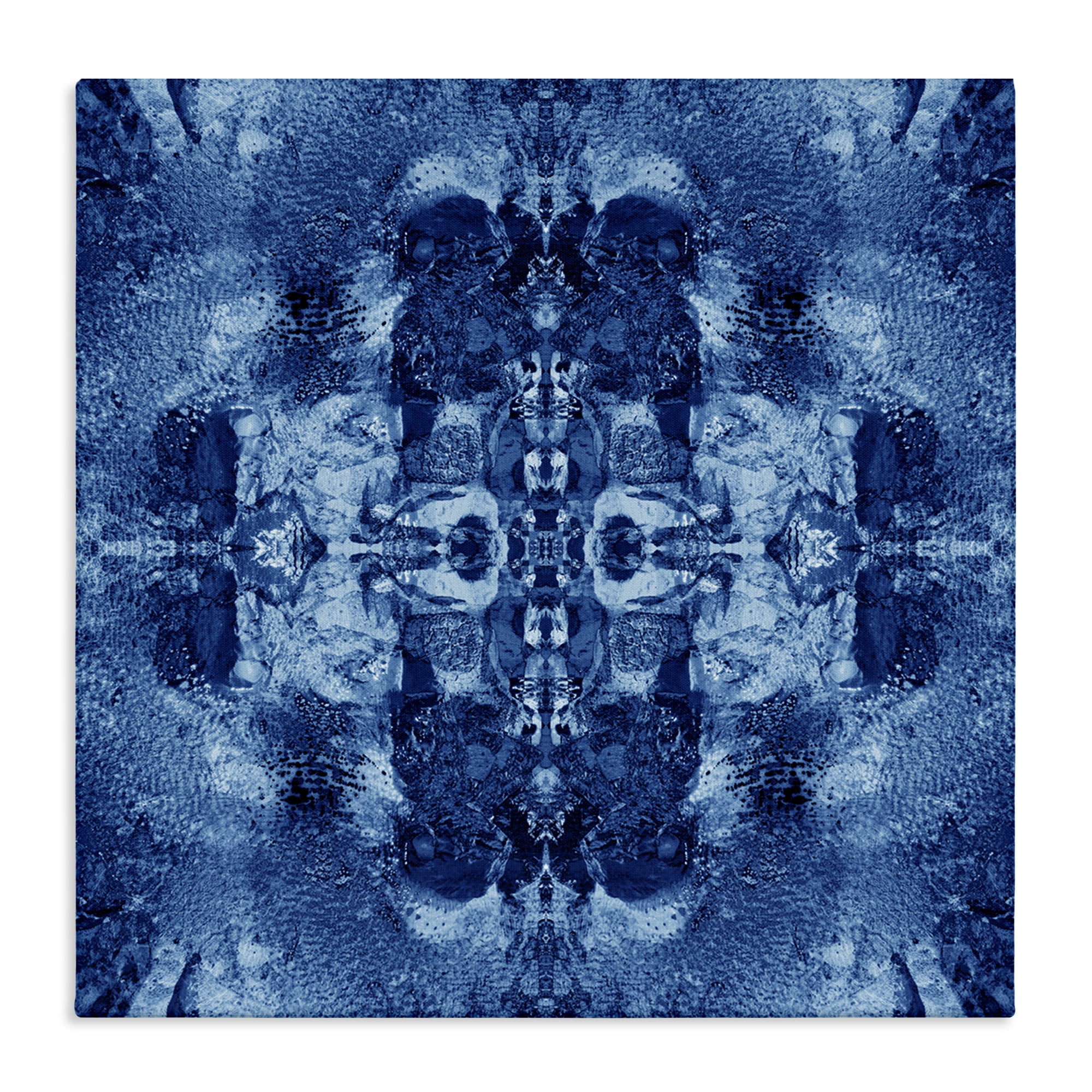 Stupell Industries Blue Mirrored Pattern Abstract Painting Wrapped Canvas Art Print Wall Art, 36 x 36