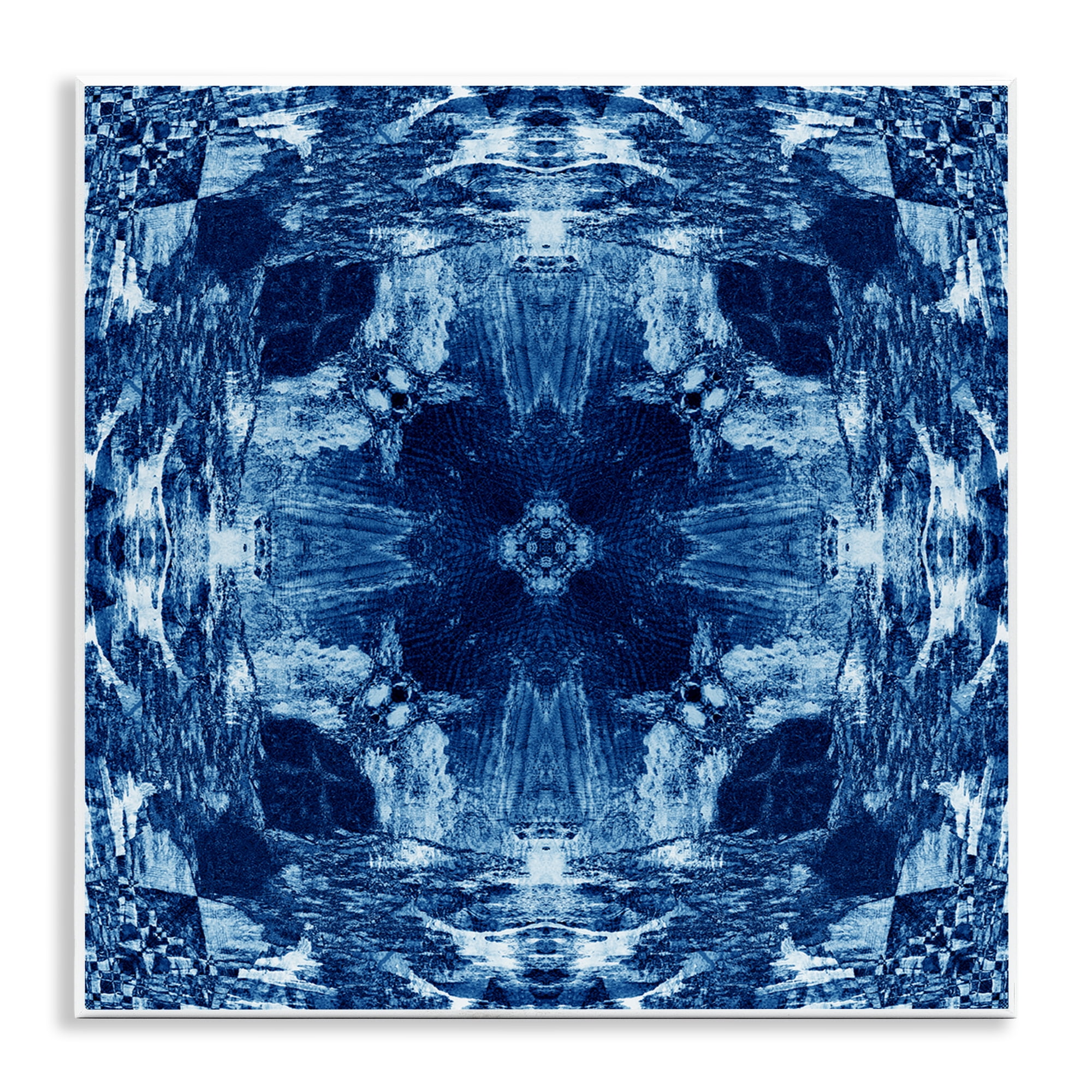 Stupell Industries Blue Mirrored Symmetry Abstract Painting Unframed Art Print Wall Art, 12 x 12
