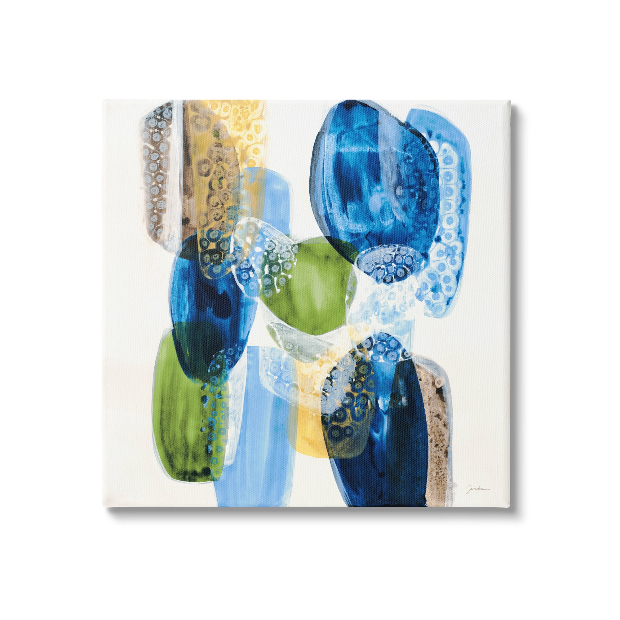 Stupell Industries Blue Modern Abstract Rocks Abstract Painting Gallery Wrapped Canvas Print Wall Art, 24 x 24