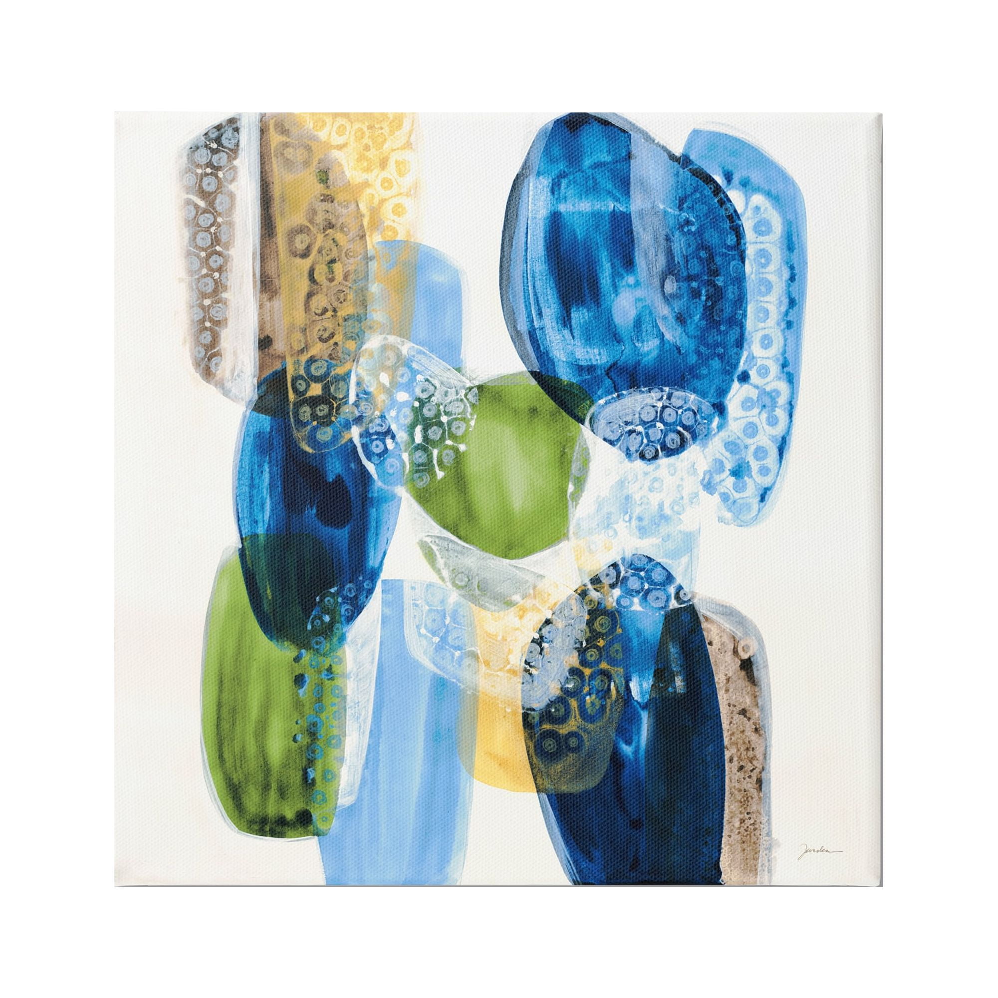 Stupell Industries Blue Modern Abstract Rocks Abstract Painting Gallery Wrapped Canvas Print Wall Art, 30 x 30