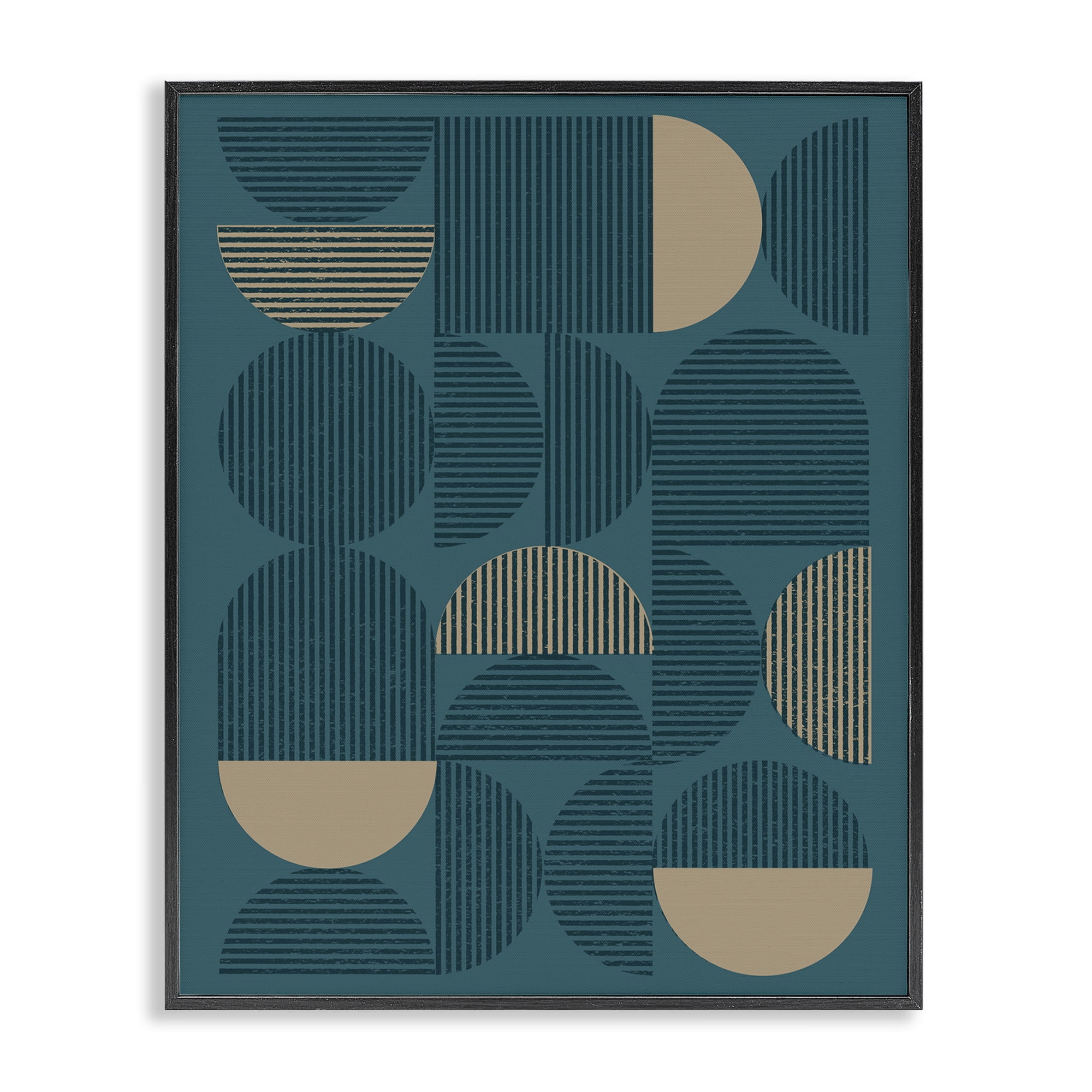 Stupell Industries Blue Modern Arch Shapes Abstract Painting Black Framed Art Print Wall Art, 11 x 14