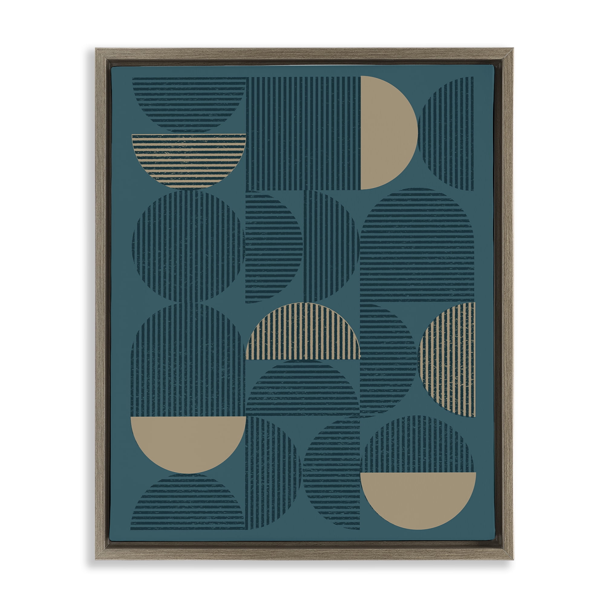 Stupell Industries Blue Modern Arch Shapes Abstract Painting Brown Floater Framed Canvas Art Print Wall Art, 17 x 21