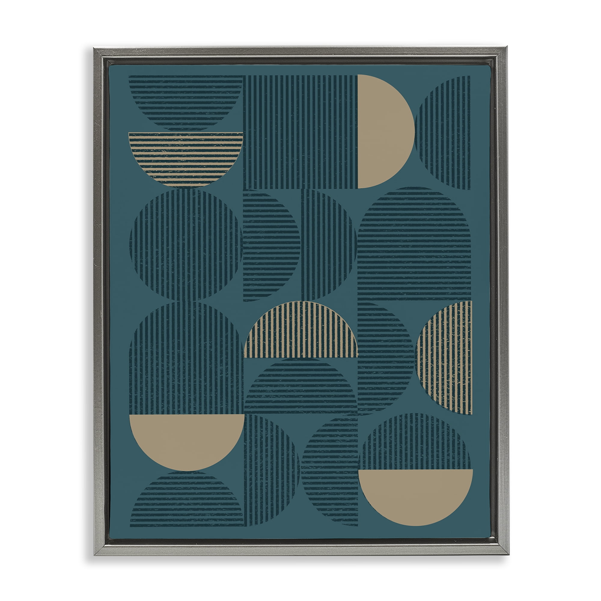 Stupell Industries Blue Modern Arch Shapes Abstract Painting Gray Floater Framed Canvas Art Print Wall Art, 25 x 31