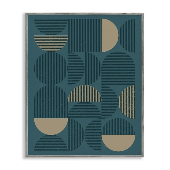 Stupell Industries Blue Modern Arch Shapes Abstract Painting Gray Framed Art Print Wall Art, 11 x 14