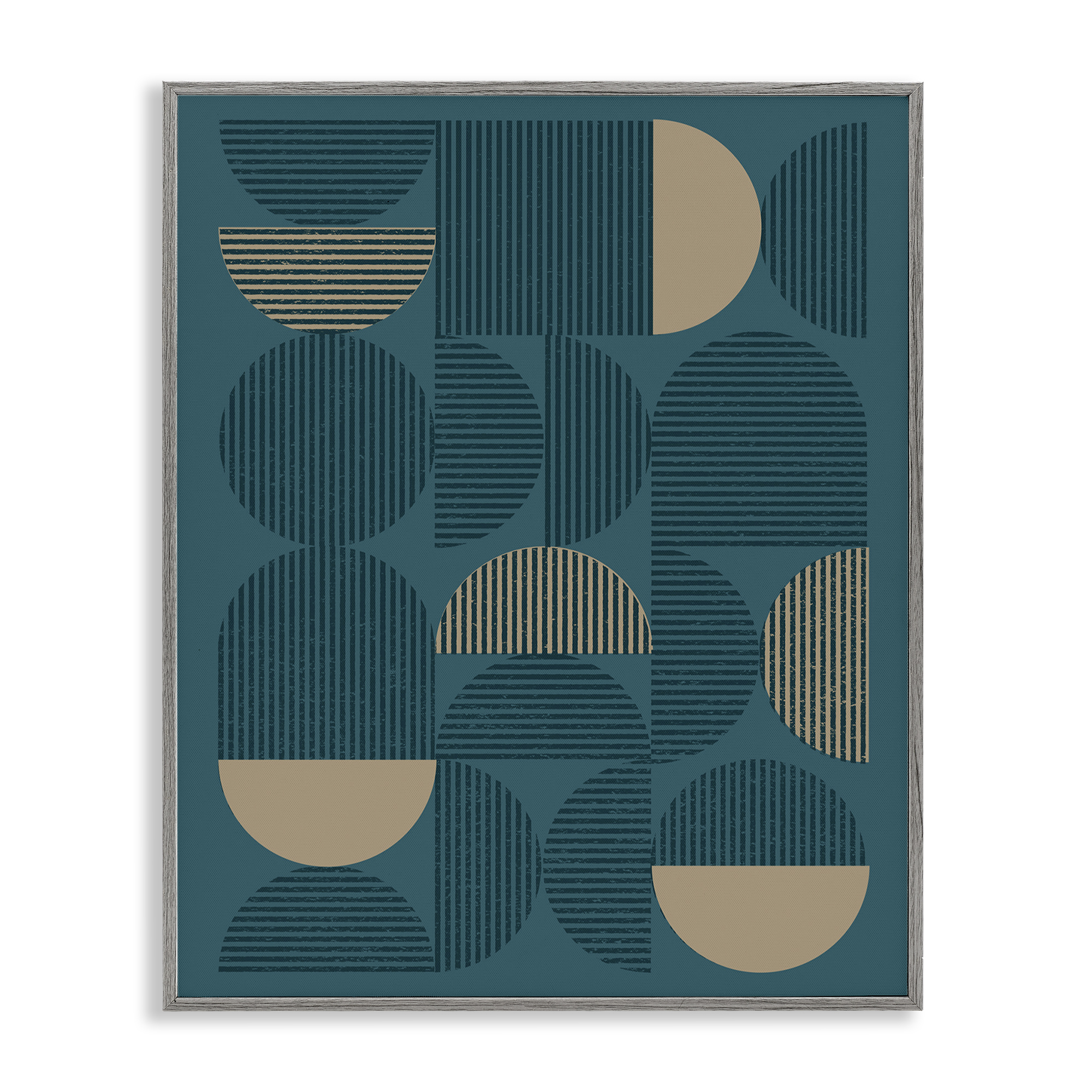 Stupell Industries Blue Modern Arch Shapes Abstract Painting Gray Framed Art Print Wall Art, 24 x 30