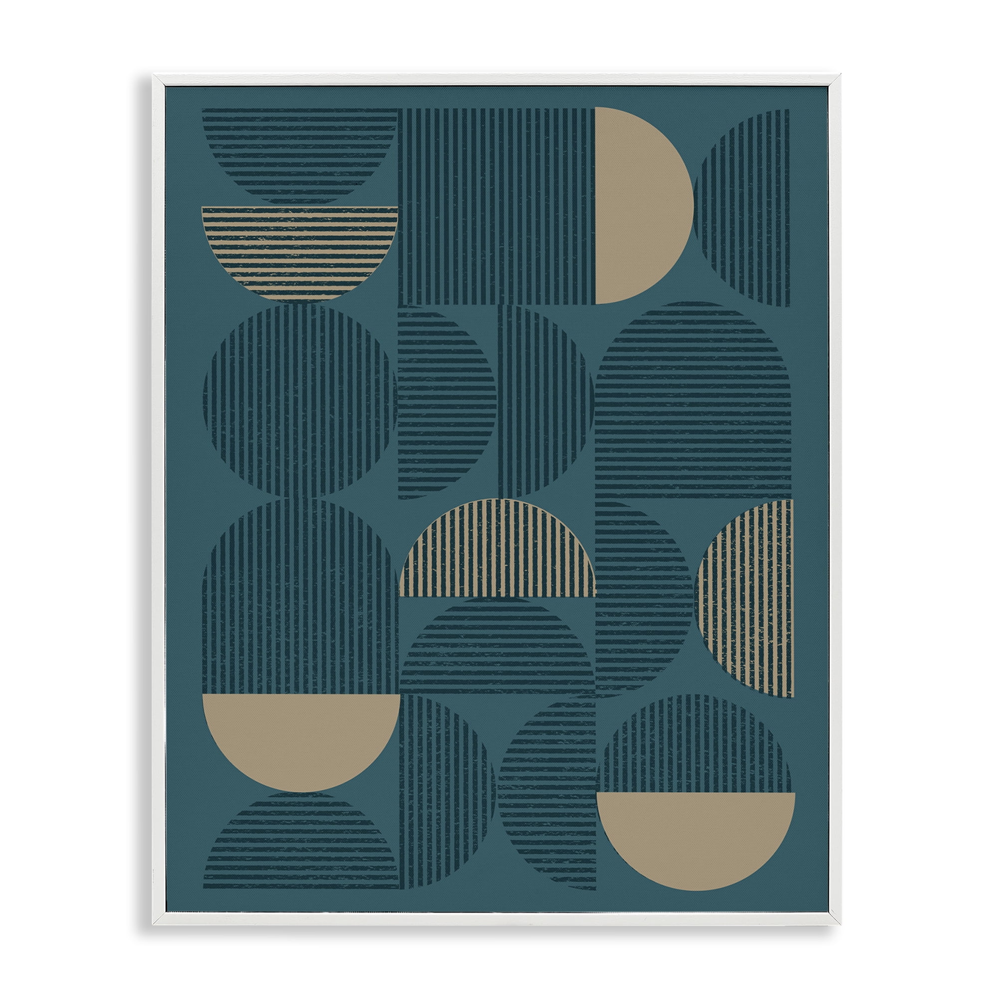 Stupell Industries Blue Modern Arch Shapes Abstract Painting White Framed Art Print Wall Art, 16 x 20
