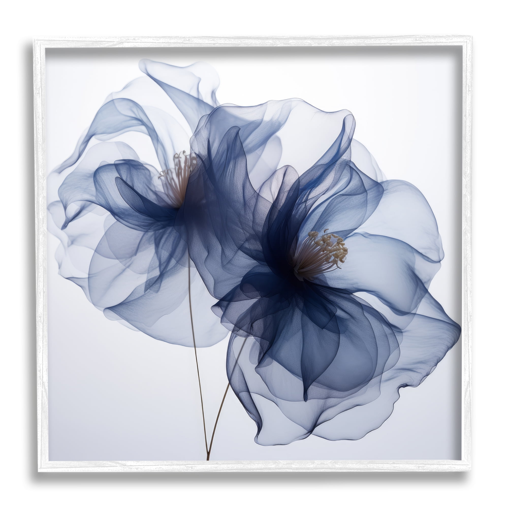 Stupell Industries Blue Modern Bloom Botanical & Floral Photography White Framed Art Print Wall Art, 12 x 12