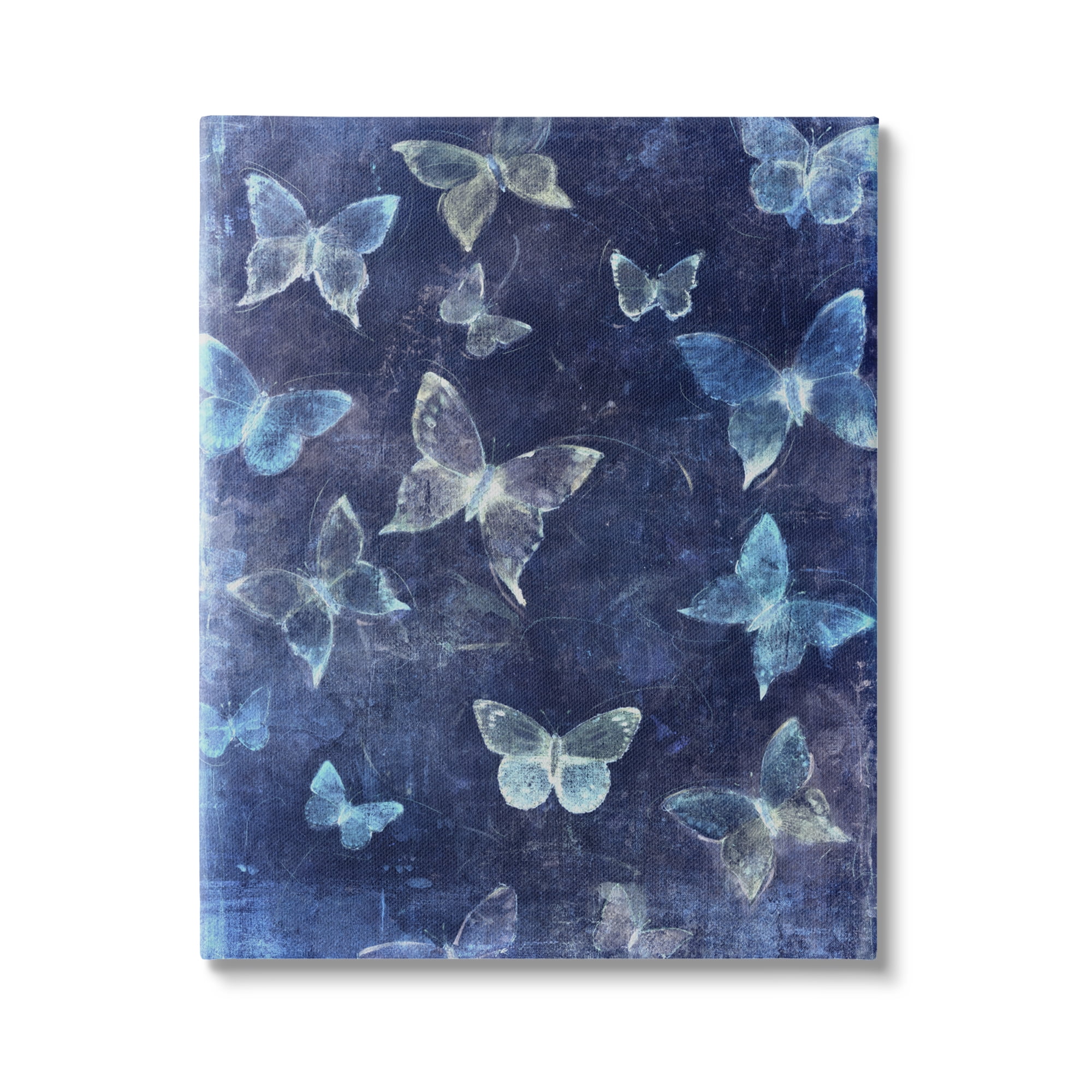Stupell Industries Blue Modern Butterflies Animals & Insects Painting Gallery Wrapped Canvas Print Wall Art, 24 x 30