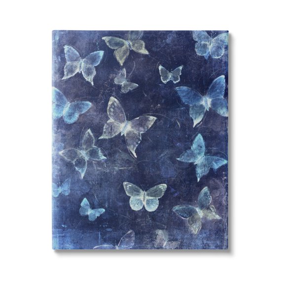 Stupell Industries Blue Modern Butterflies Animals & Insects Painting Gallery Wrapped Canvas Print Wall Art, 30 x 40