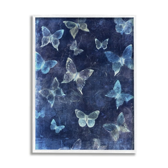 Stupell Industries Blue Modern Butterflies Animals & Insects Painting White Framed Art Print Wall Art, 24 x 30
