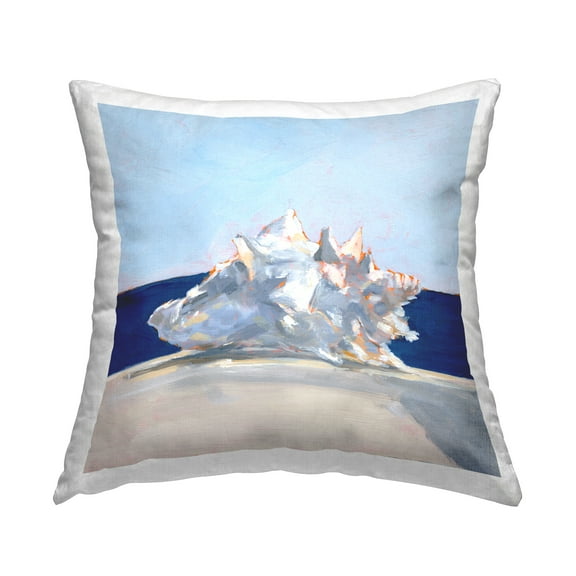 Stupell Industries Blue Modern Conch Shell Square Decorative Printed Throw Pillow, 18 x 18