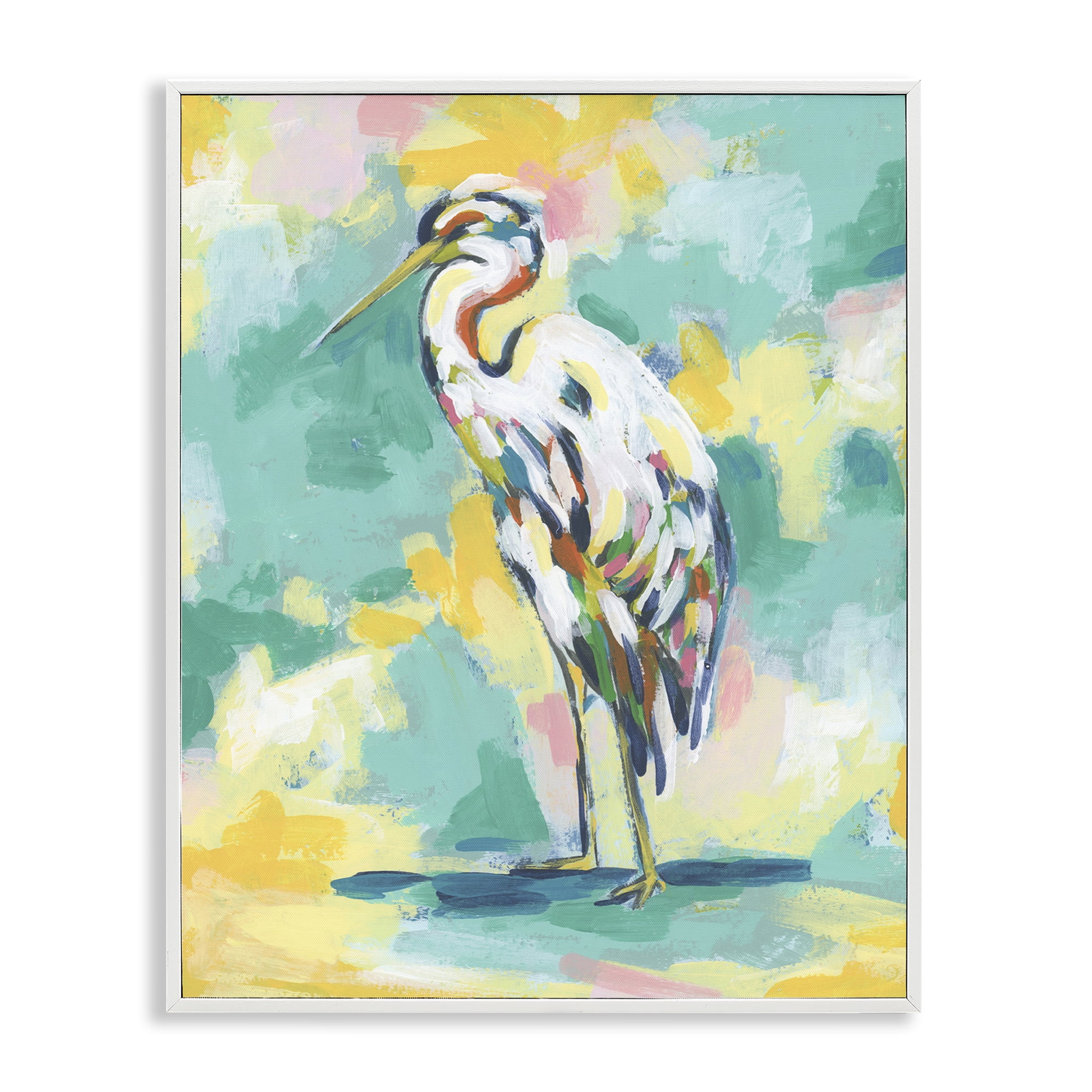 Stupell Industries Blue Modern Crane Animals Painting White Framed Art Print Wall Art, 24 x 30