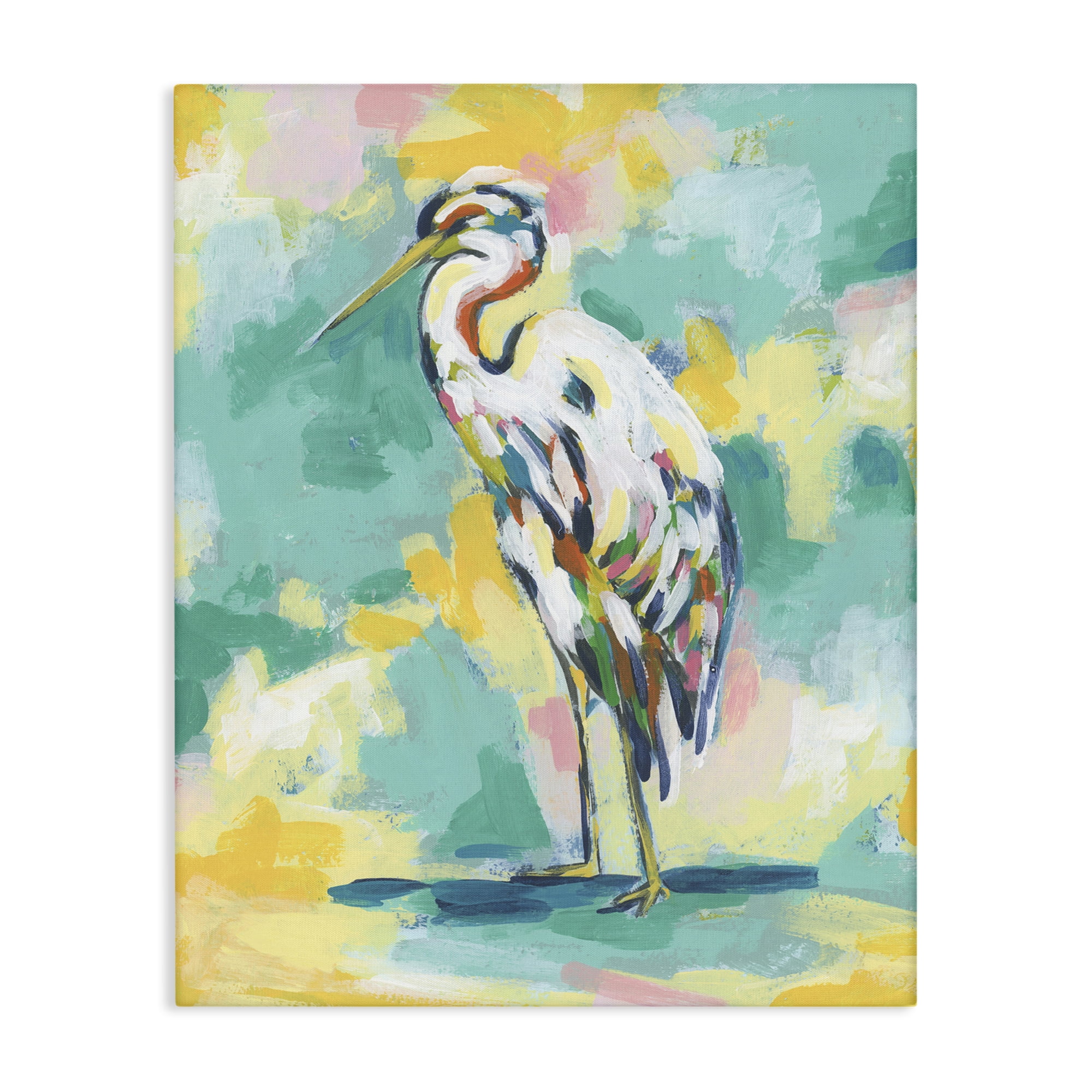 Stupell Industries Blue Modern Crane Animals Painting Wrapped Canvas Art Print Wall Art, 30 x 40