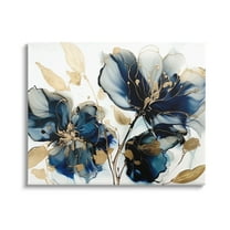 Stupell Industries Blue Modern Flowers Botanical & Floral Painting Gallery Wrapped Canvas Print Wall Art, 20 x 16