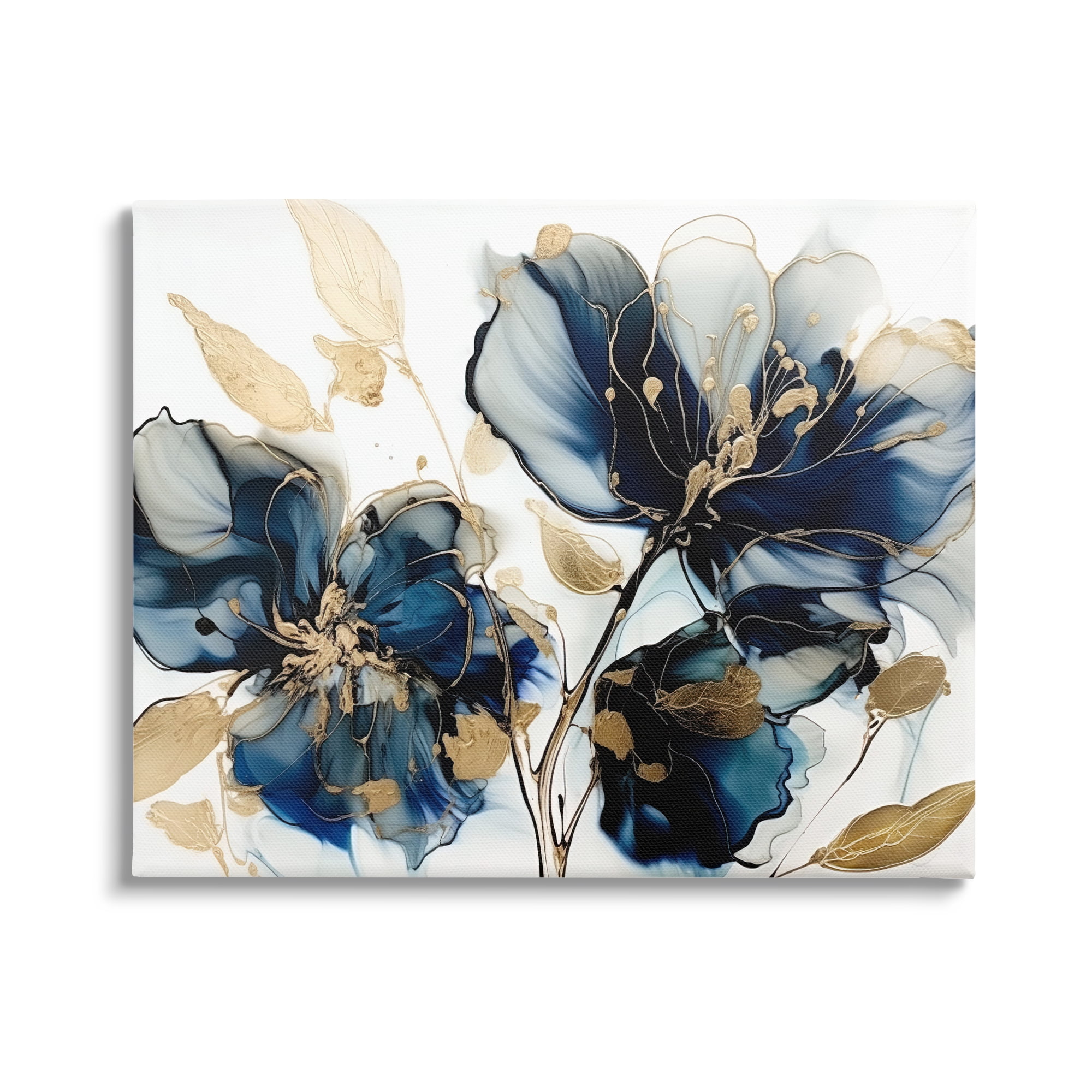 Stupell Industries Blue Modern Flowers Botanical & Floral Painting Gallery Wrapped Canvas Print Wall Art, 40 x 30
