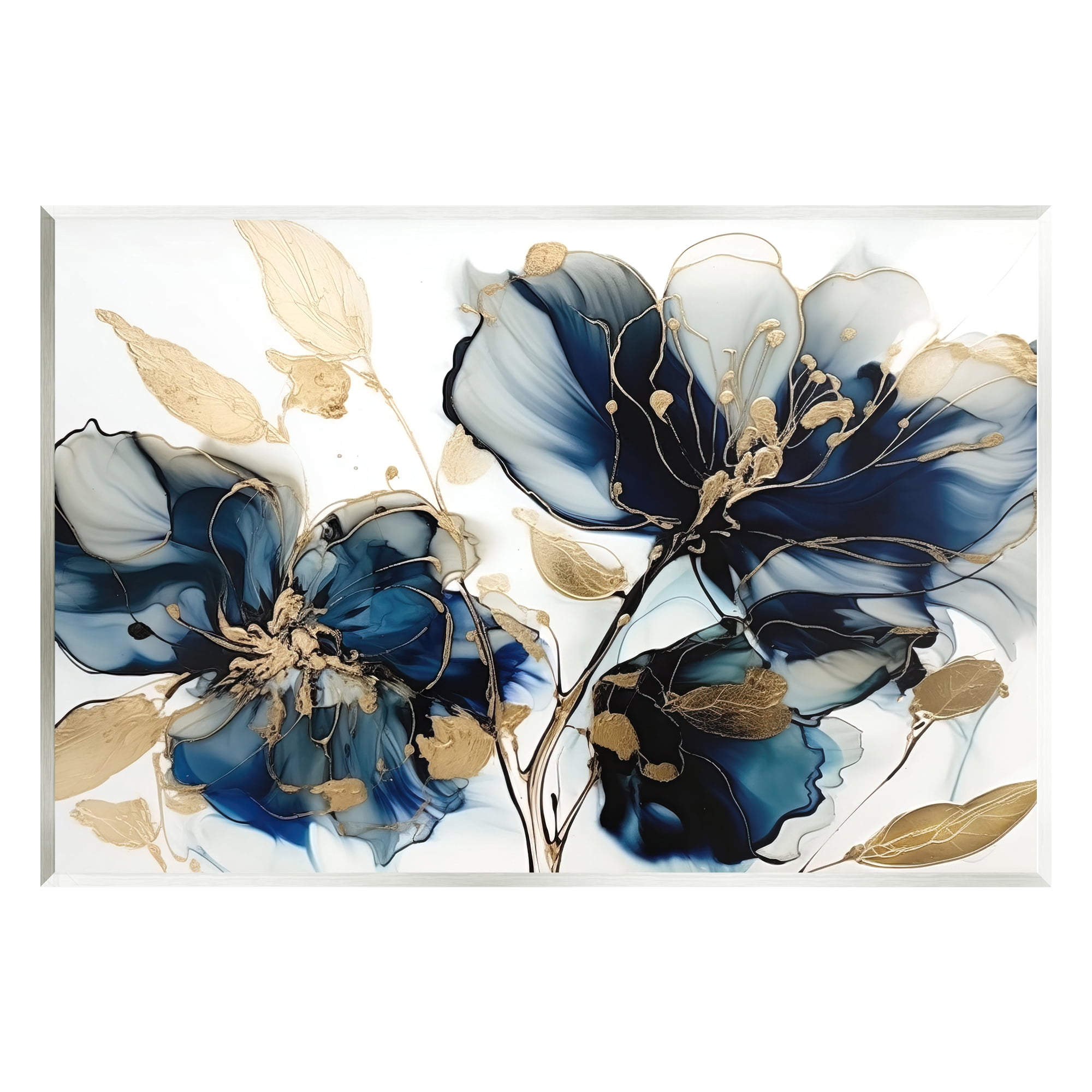 Stupell Industries Blue Modern Flowers Botanical & Floral Painting Unframed Art Print Wall Art, 19 x 13