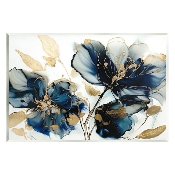 Stupell Industries Blue Modern Flowers Botanical & Floral Painting Unframed Art Print Wall Art, 19 x 13