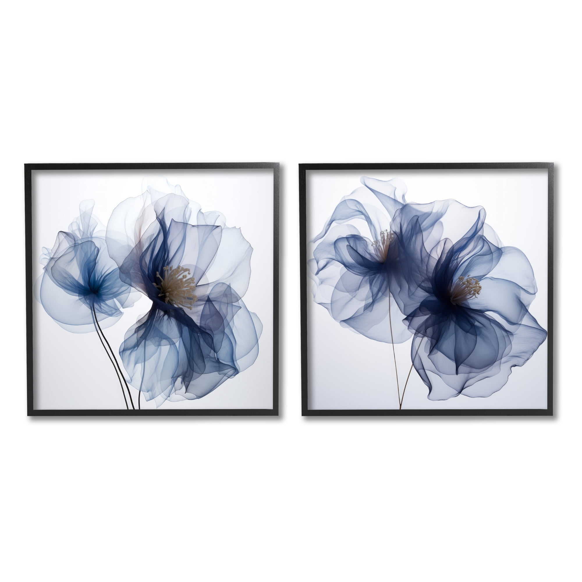 Stupell Industries Blue Modern Flowers Botanical & Floral Photography Black Framed Art Print Wall Art, 17 x 17
