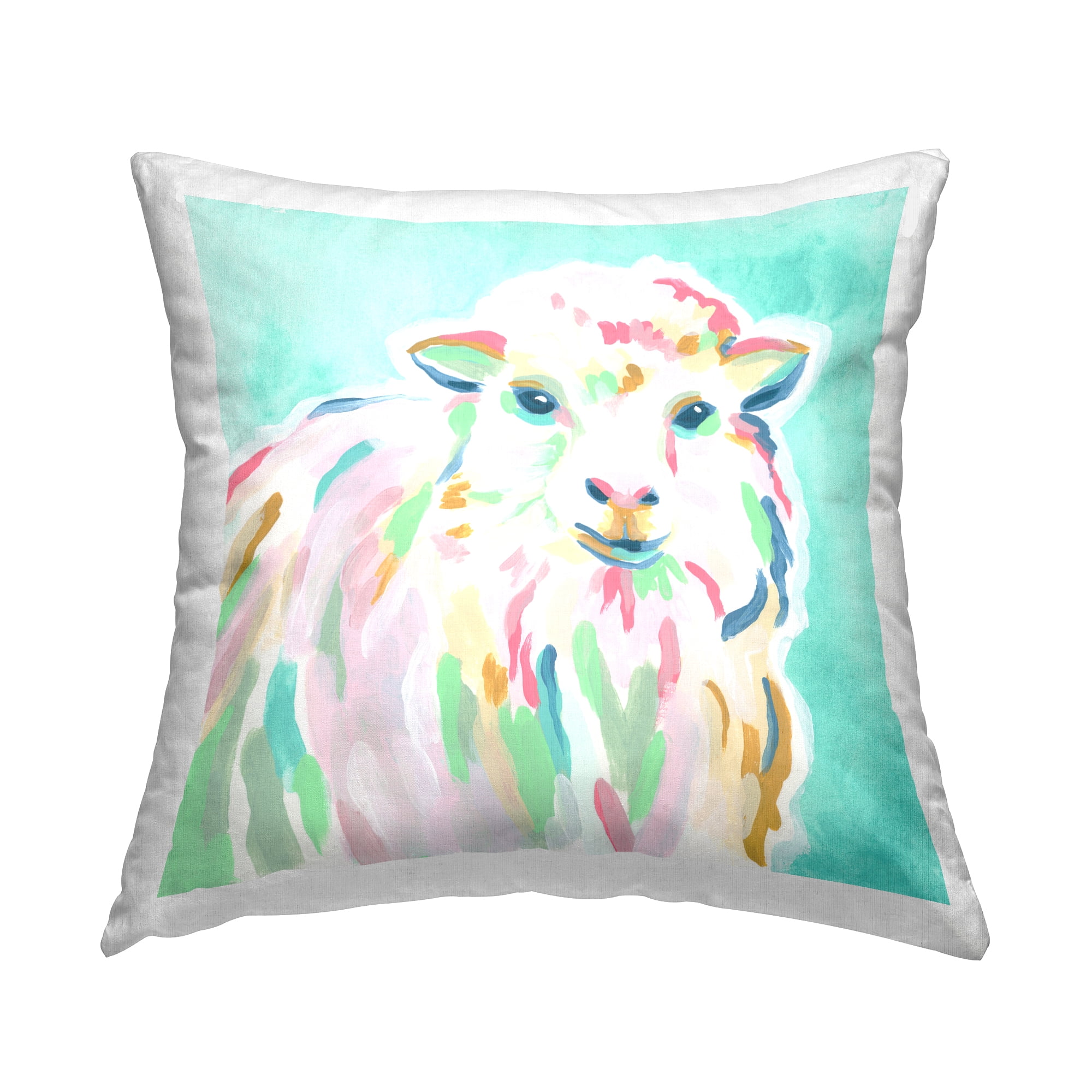 Stupell Industries Blue Modern Sheep Square Decorative Printed Throw Pillow, 18 x 18