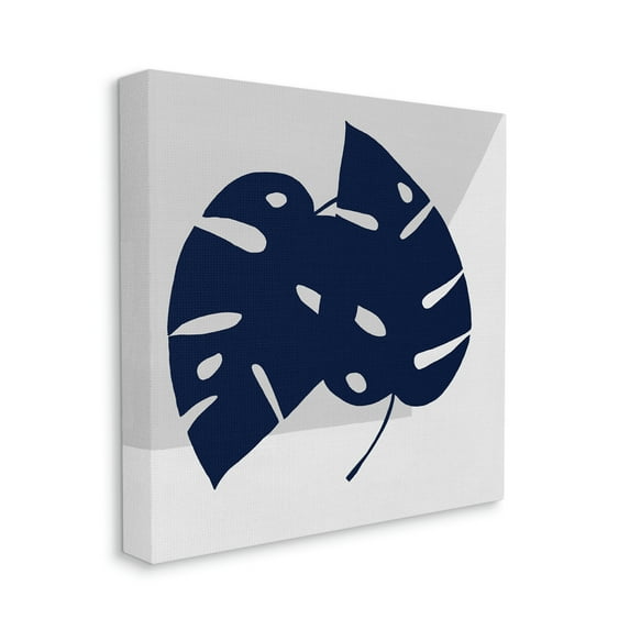 Stupell Industries Blue Monstera Leaf Silhouettes Geometric Grey Angles, 30 x 30, Designed by Ruth Fromstein