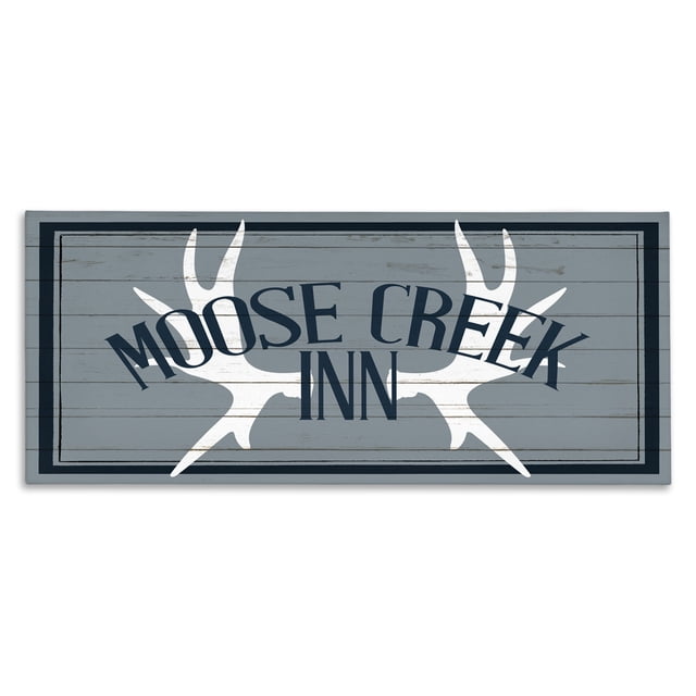 Kim Allen Design Stupell Industries Farmhouse Blue Moose Creek Inn Sign Rustic Antlers ...