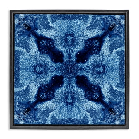 Stupell Industries Blue Mosaic Motif Abstract Painting Black Floater Framed Canvas Art Print Wall Art, 18 x 18