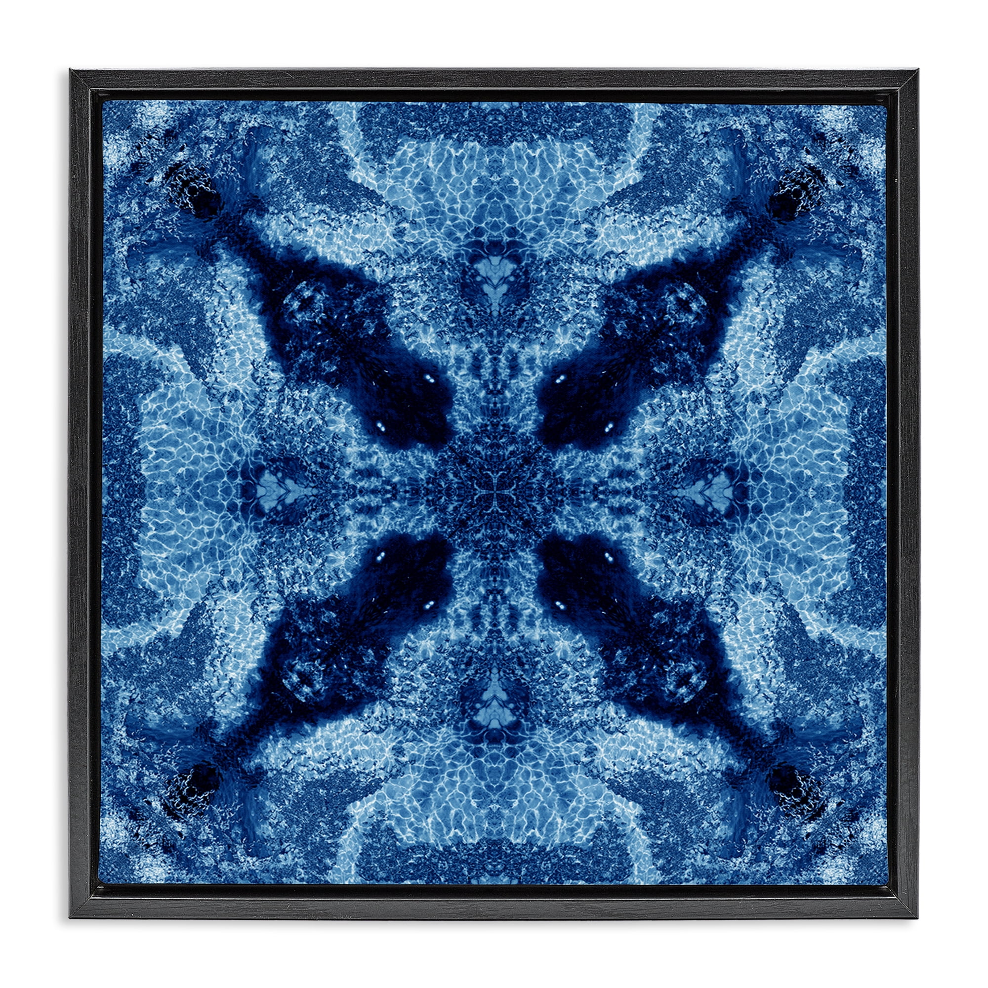 Stupell Industries Blue Mosaic Motif Abstract Painting Black Floater Framed Canvas Art Print Wall Art, 25 x 25
