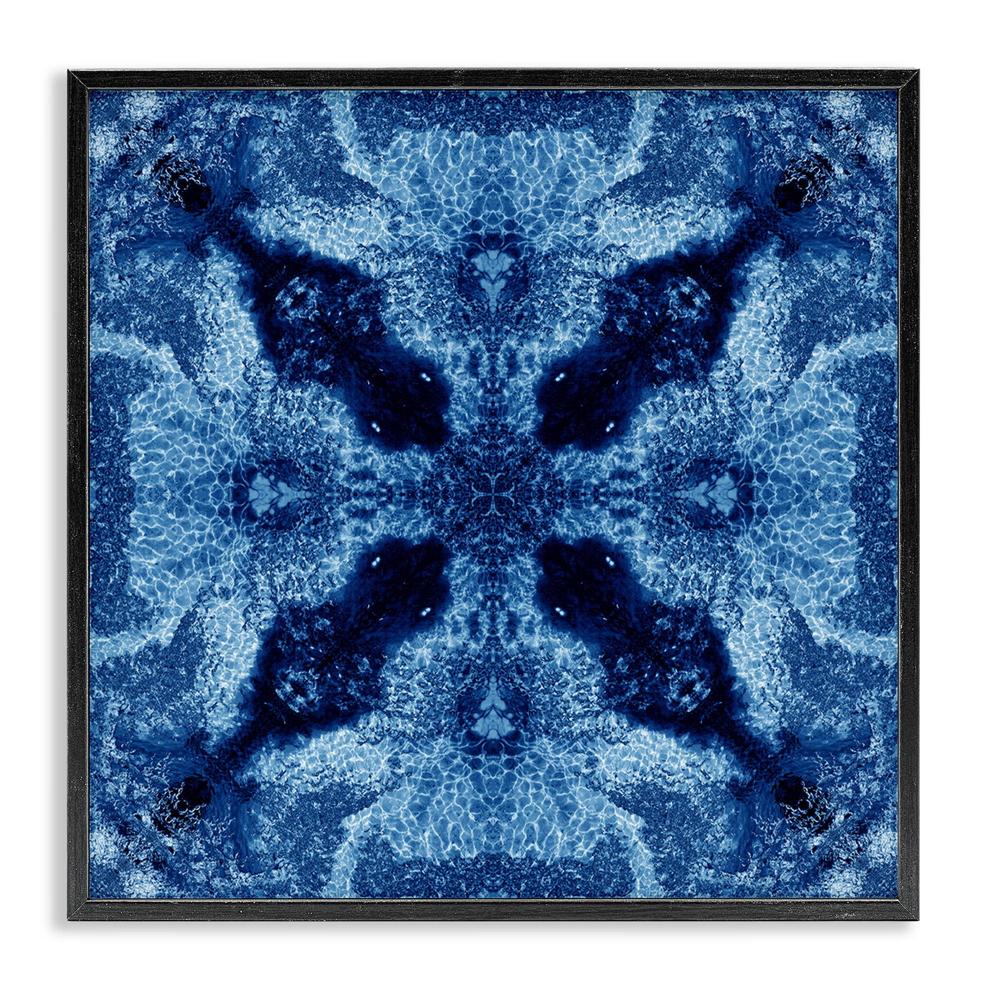 Stupell Industries Blue Mosaic Motif Abstract Painting Black Framed Art Print Wall Art, 17 x 17