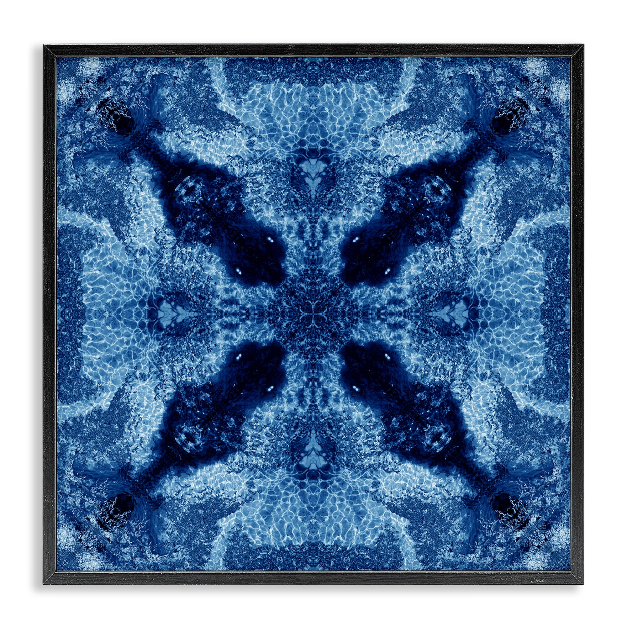 Stupell Industries Blue Mosaic Motif Abstract Painting Black Framed Art Print Wall Art, 24 x 24