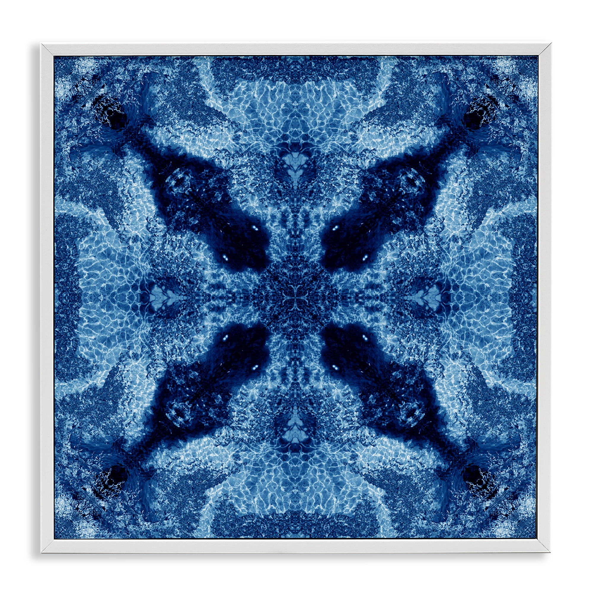 Stupell Industries Blue Mosaic Motif Abstract Painting White Framed Art Print Wall Art, 12 x 12
