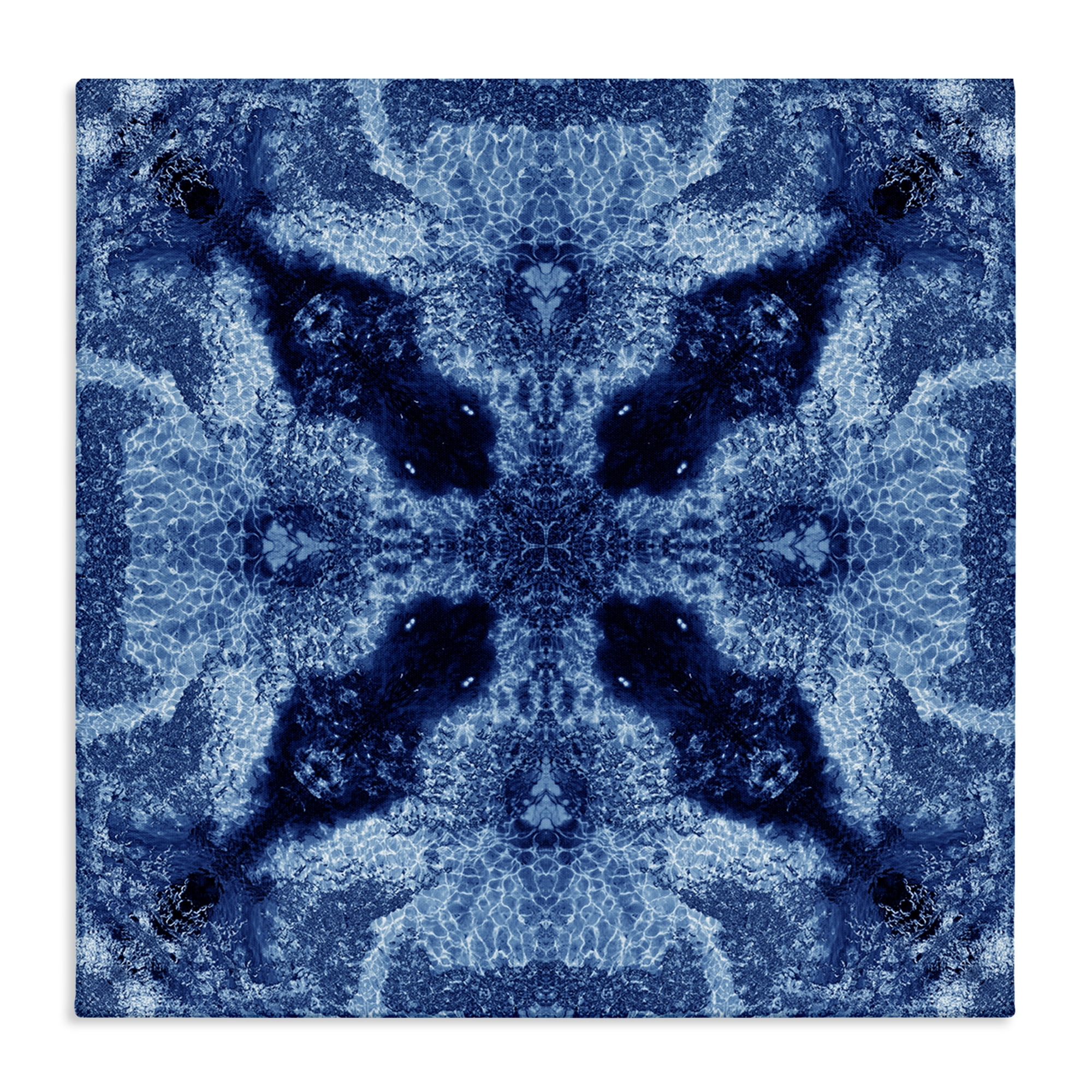 Stupell Industries Blue Mosaic Motif Abstract Painting Wrapped Canvas Art Print Wall Art, 30 x 30