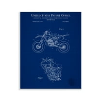 Stupell Industries Blue Motorcycle Blueprint Transportation Painting Unframed Art Print Wall Art, 11 x 14