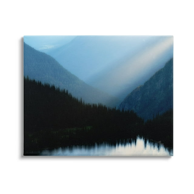 Stupell Industries Blue Mountain Trees Reflection Coastal Photography Gallery Wrapped Canvas Print Wall Art