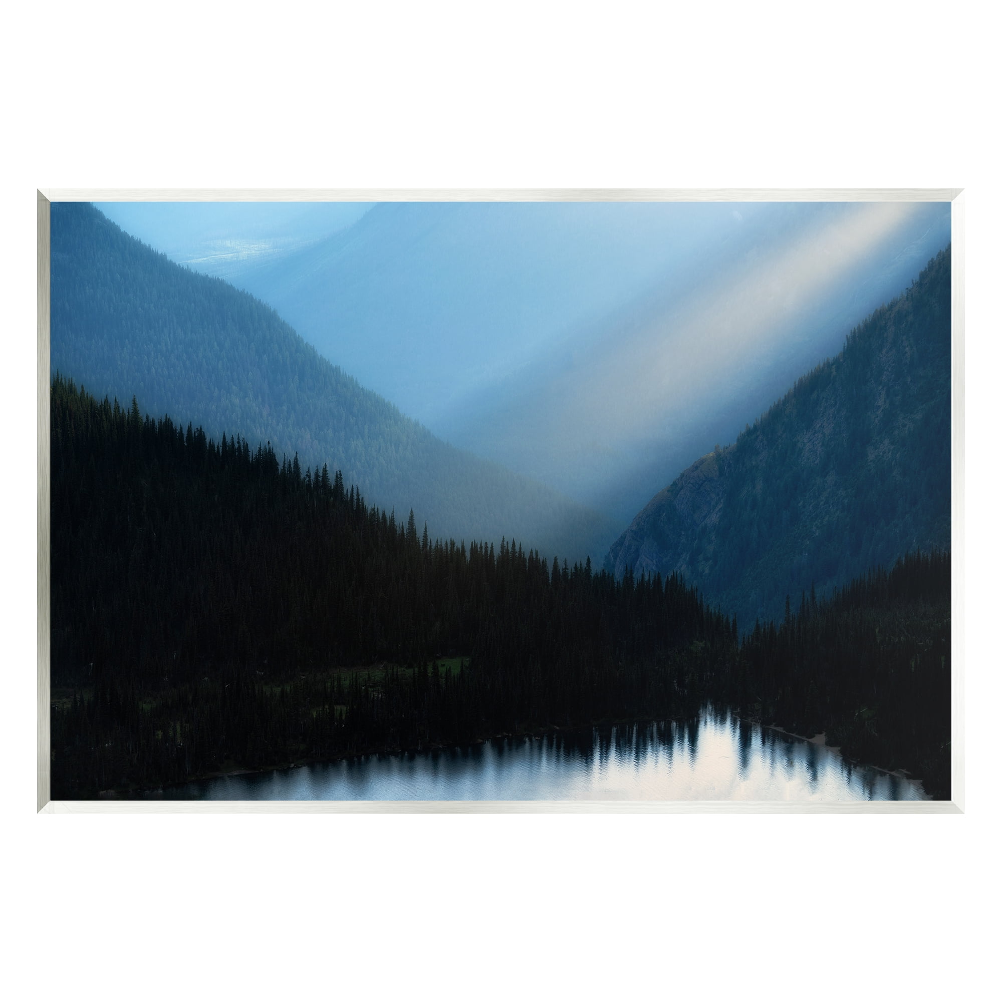 Stupell Industries Blue Mountain Trees Reflection Coastal Photography Unframed Art Print Wall Art