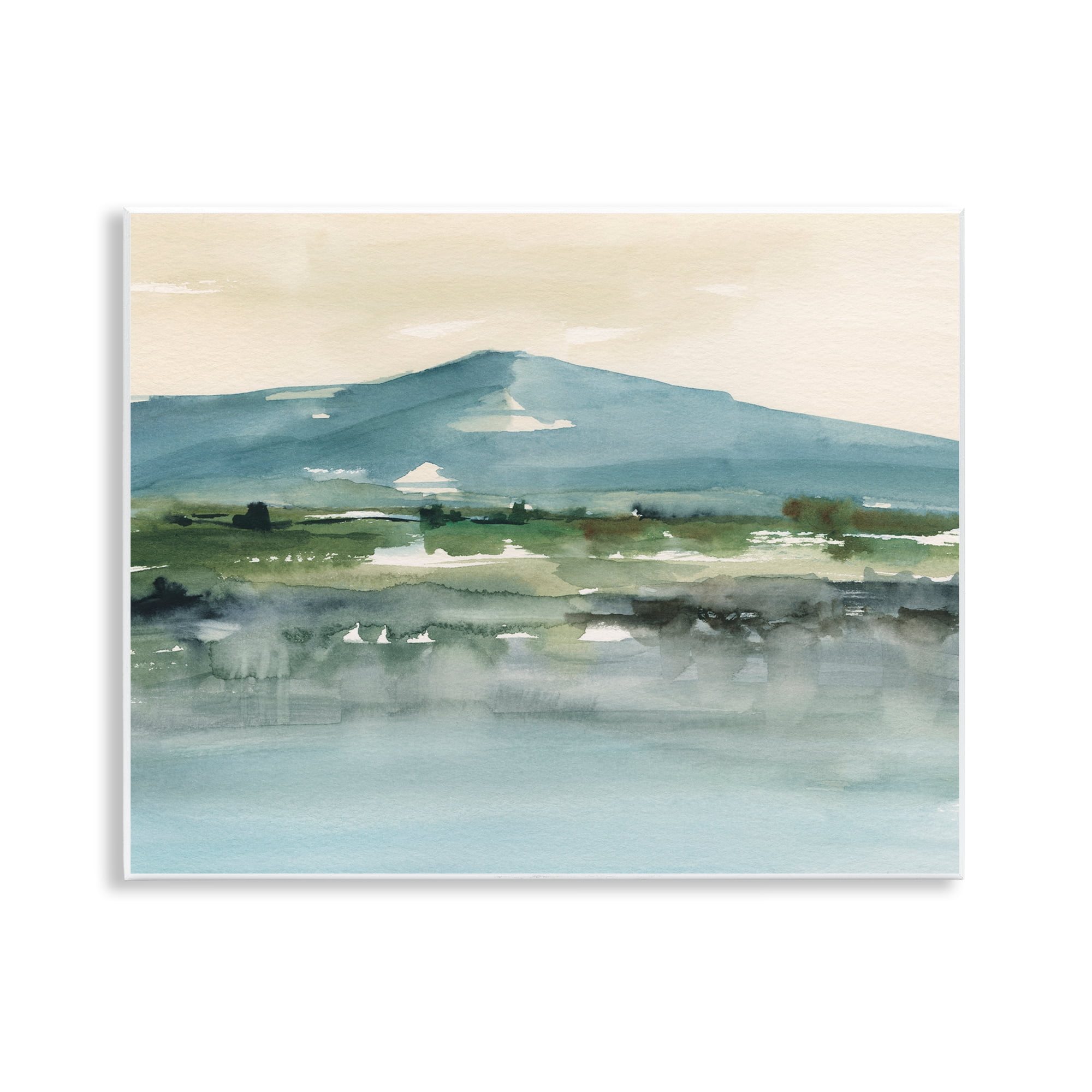 Stupell Industries Blue Mountain Watercolor Landscape & Nature Painting Unframed Art Print Wall Art, 14 x 11