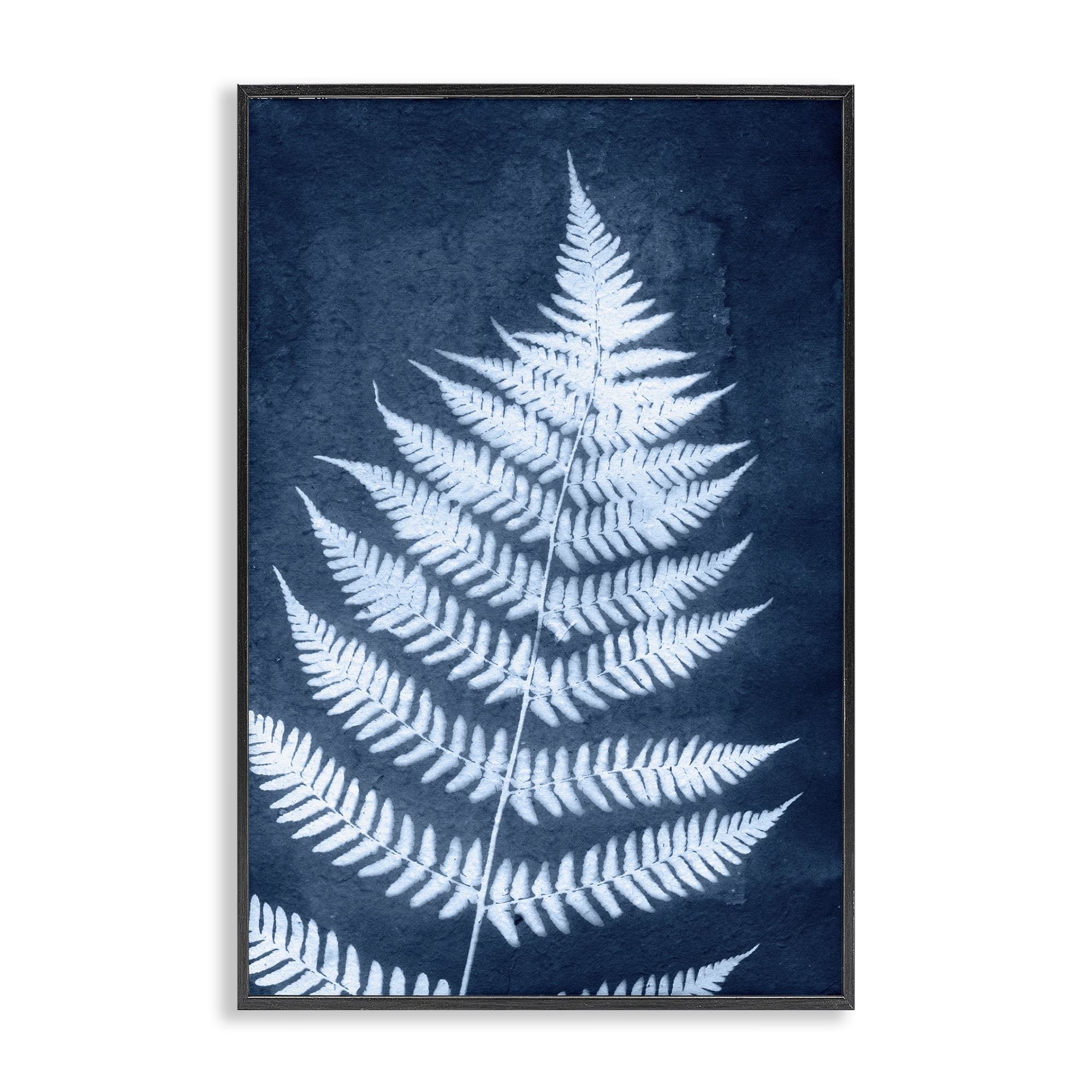 Stupell Industries Blue Natural Fern Botanical & Floral Painting Black Framed Art Print Wall Art, 16 x 24
