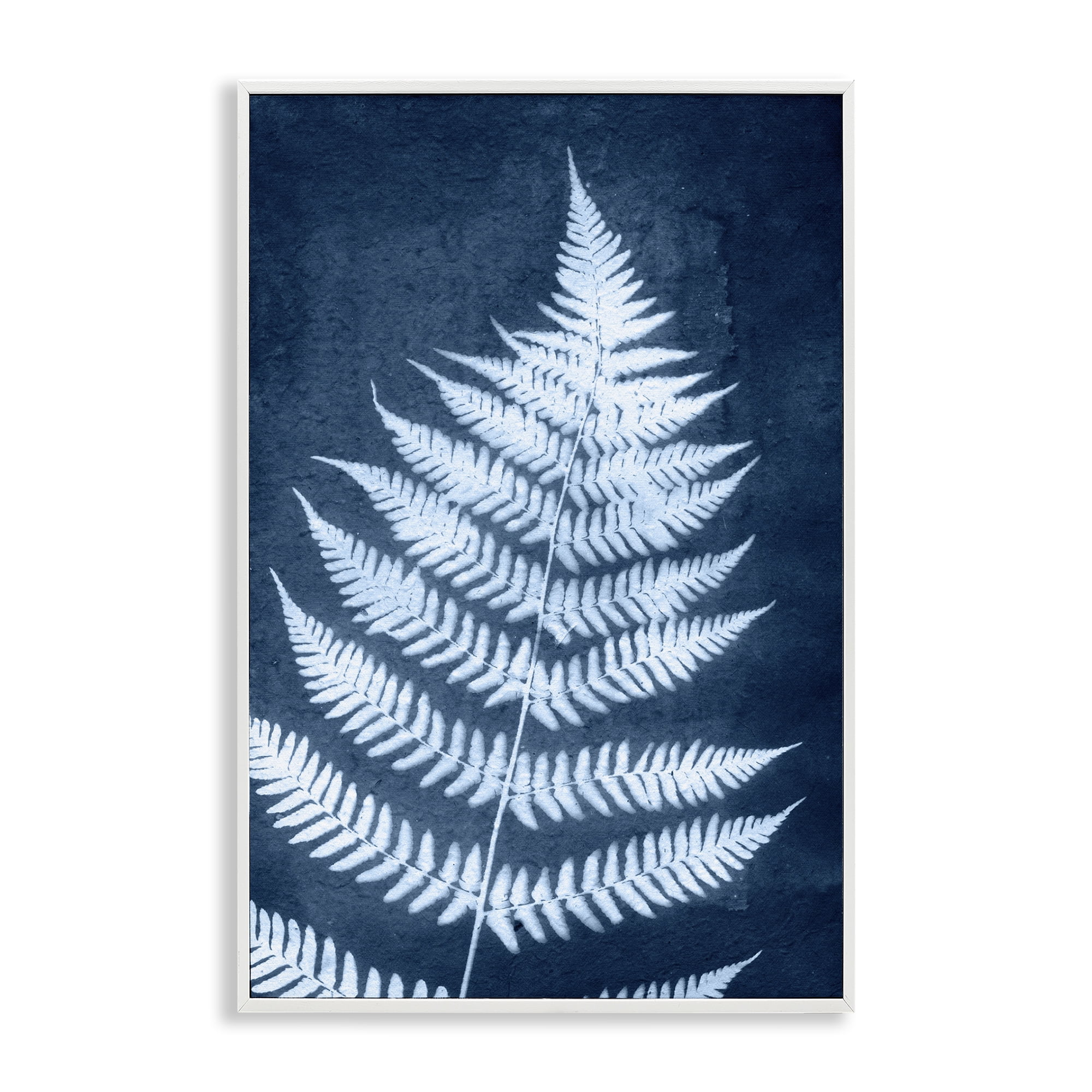 Stupell Industries Blue Natural Fern Botanical & Floral Painting White Framed Art Print Wall Art, 20 x 30