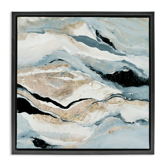 Stupell Industries Blue Natural Geode Pattern Abstract Painting Black Floater Framed Canvas Art Print Wall Art, 18 x 18