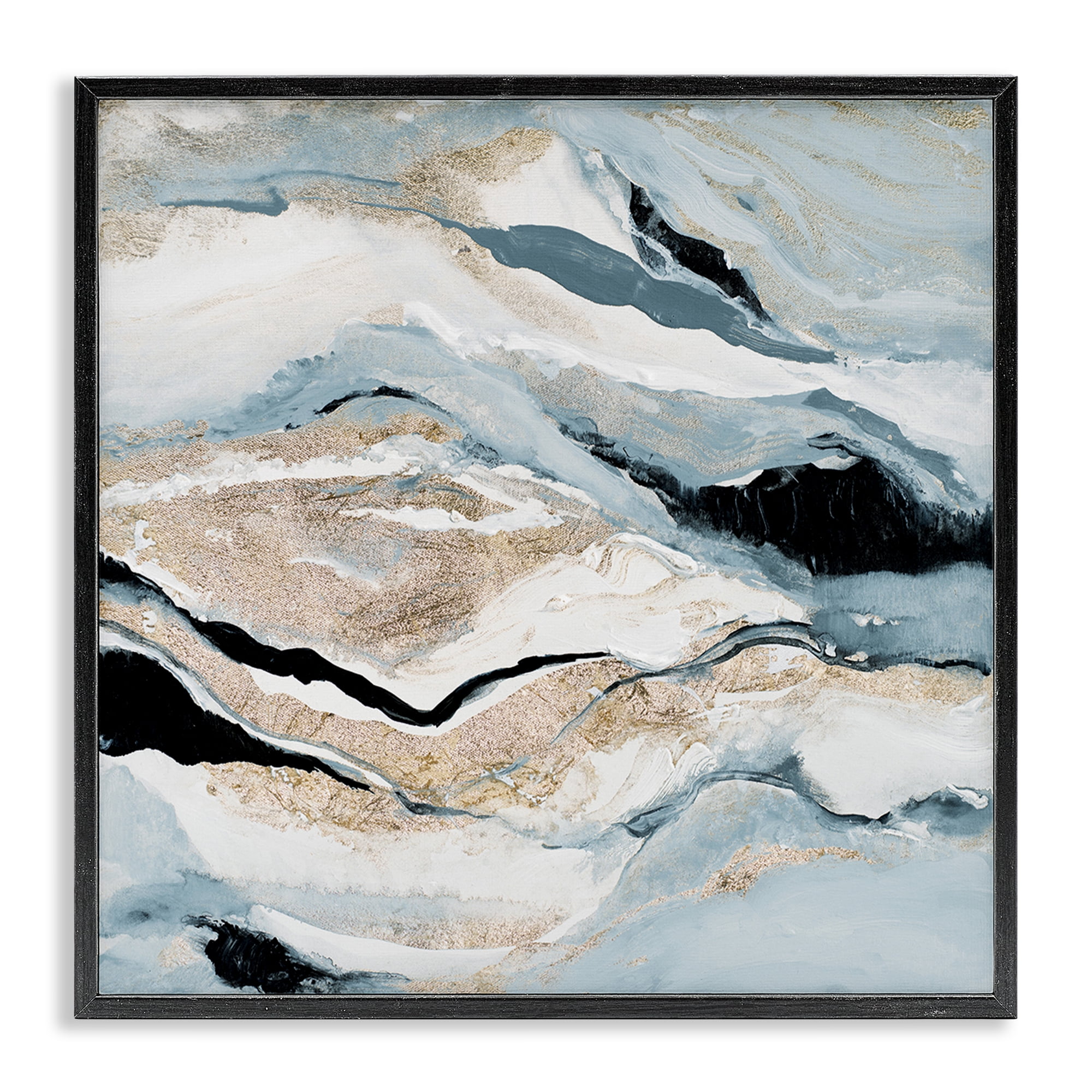 Stupell Industries Blue Natural Geode Pattern Abstract Painting Black Framed Art Print Wall Art, 12 x 12