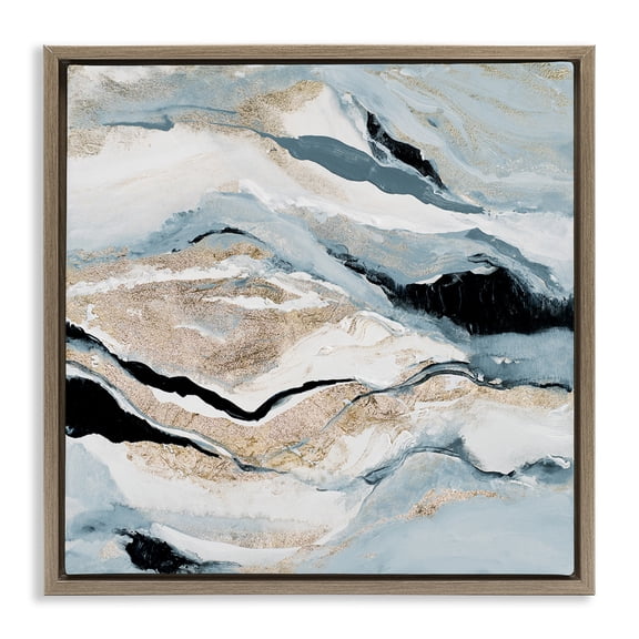 Stupell Industries Blue Natural Geode Pattern Abstract Painting Brown Floater Framed Canvas Art Print Wall Art, 18 x 18