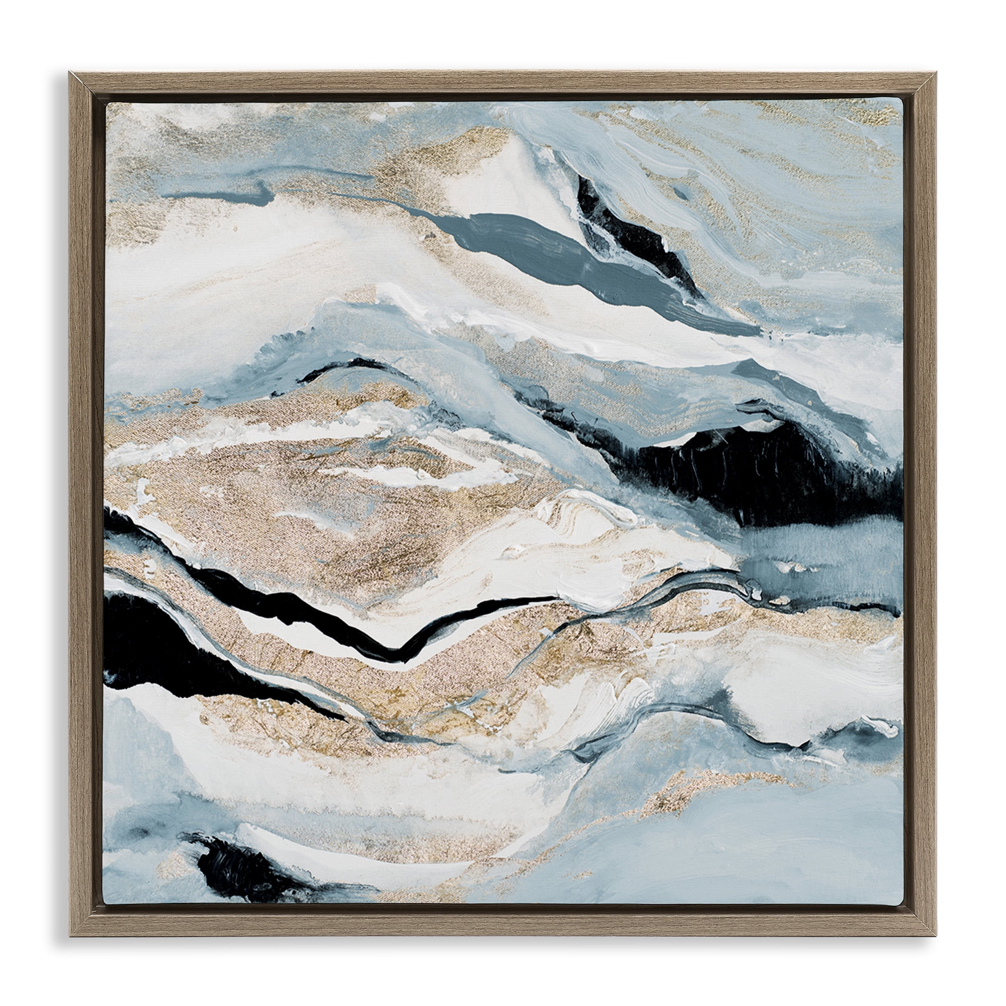 Stupell Industries Blue Natural Geode Pattern Abstract Painting Brown Floater Framed Canvas Art Print Wall Art, 25 x 25