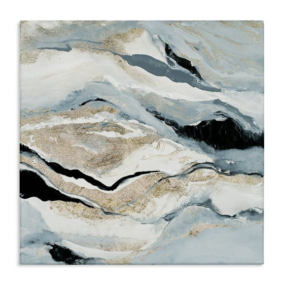 Stupell Industries Blue Natural Geode Pattern Abstract Painting Gallery Wrapped Canvas Art Print Wall Art, 17 x 17