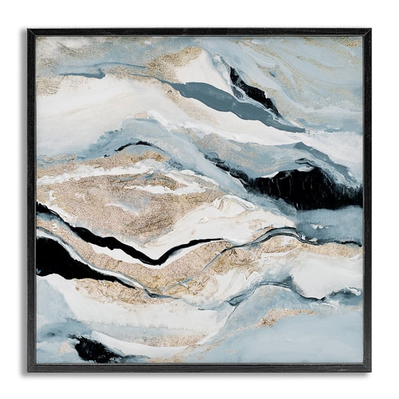 Stupell Industries Blue Natural Geode Pattern Abstract Painting Gray Framed Art Print Wall Art, 24 x 24