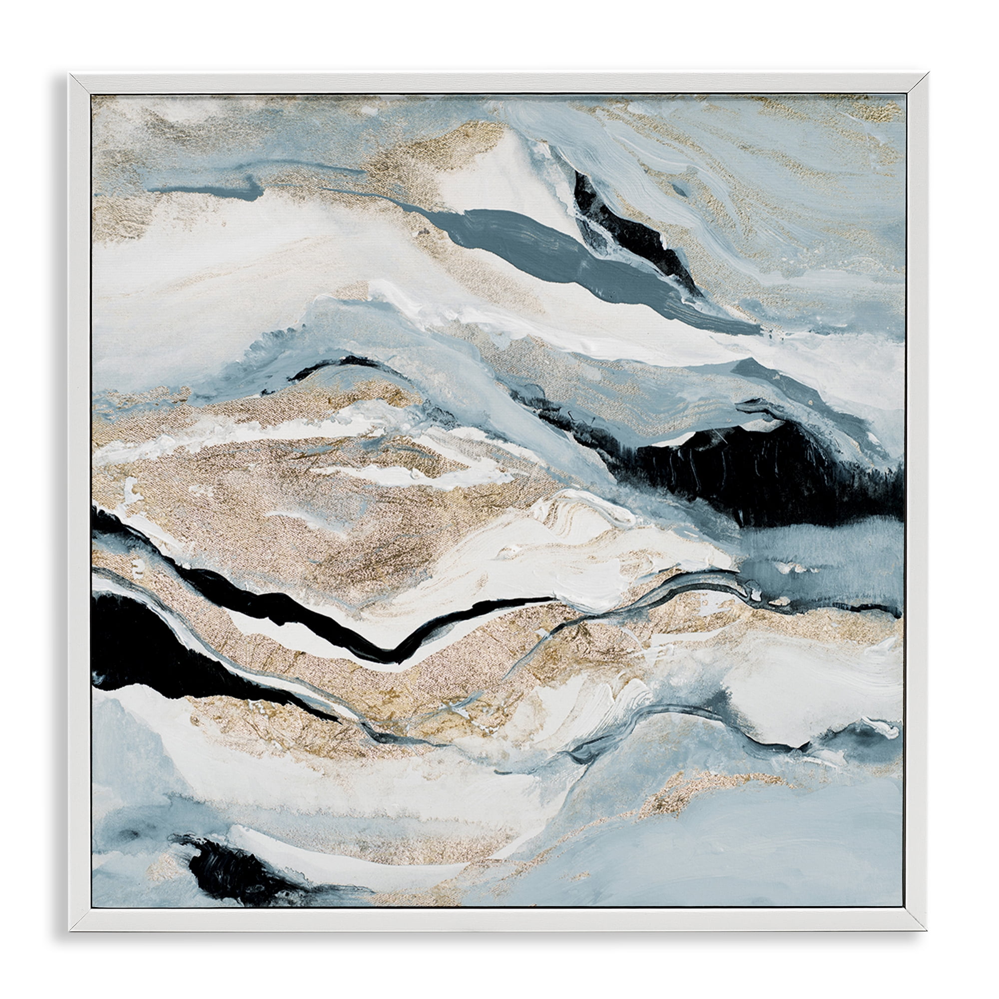 Stupell Industries Blue Natural Geode Pattern Abstract Painting White Framed Art Print Wall Art, 17 x 17