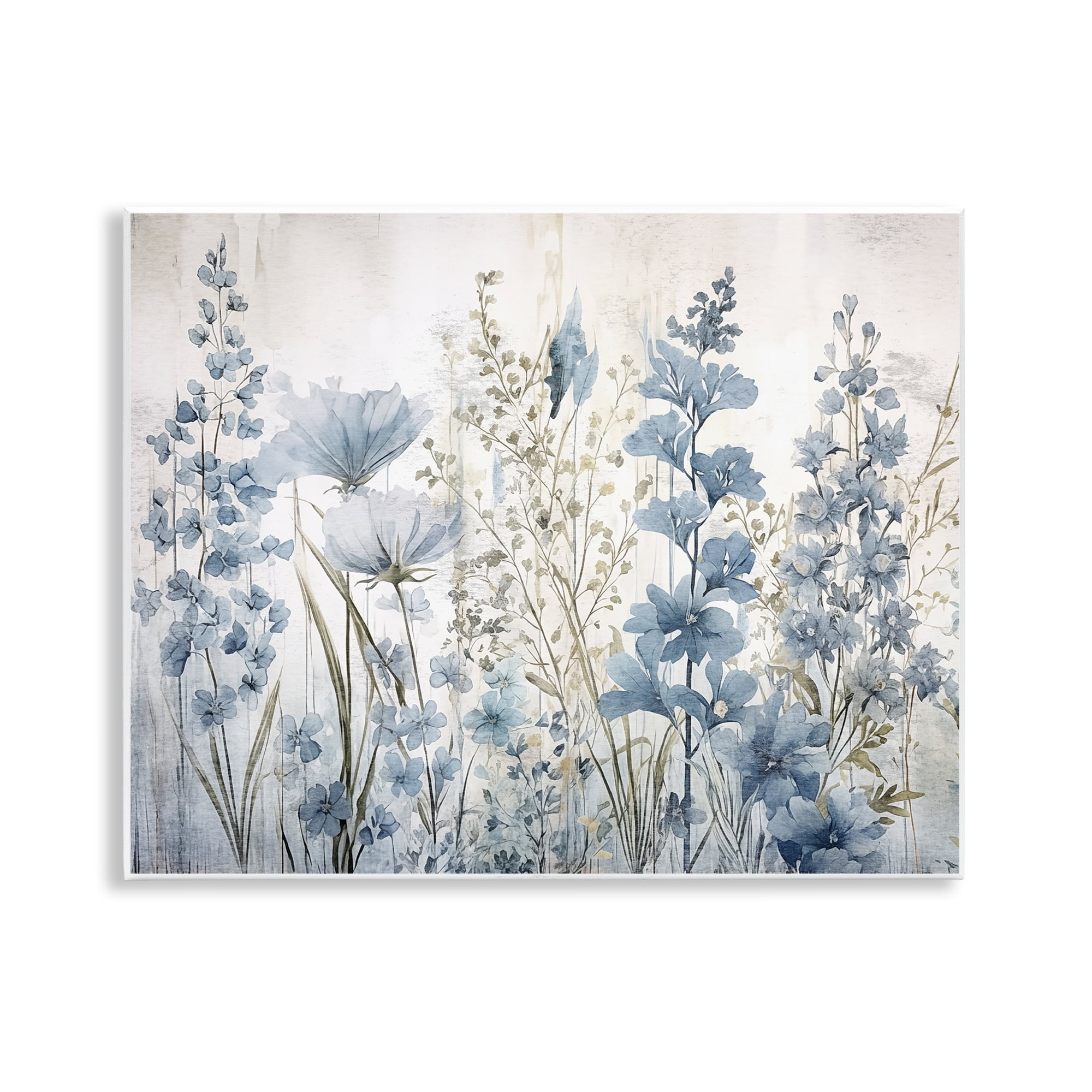 Stupell Industries Blue Nature Blooms Plants & Flowers Painting Unframed Art Print Wall Art, 14 x 11