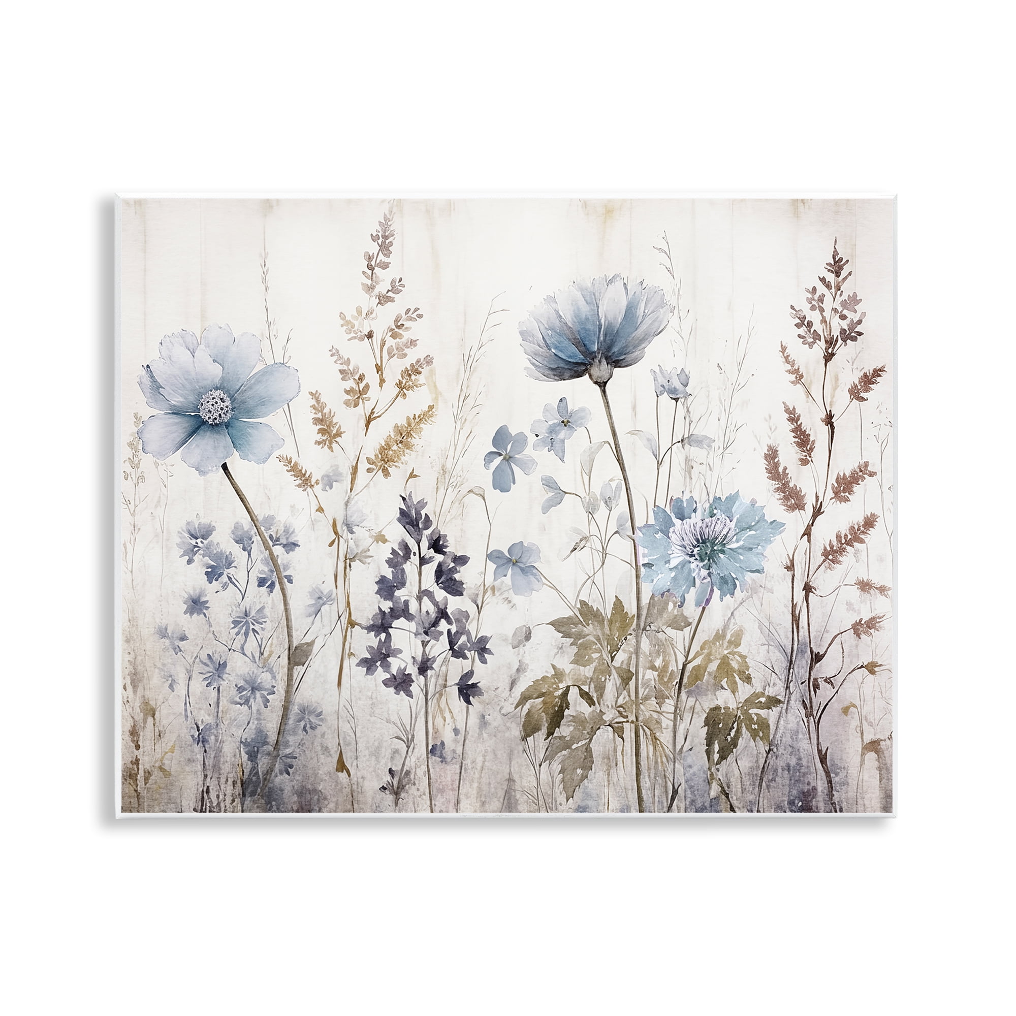 Stupell Industries Blue Nature Blossoms Plants & Flowers Painting Unframed Art Print Wall Art, 14 x 11