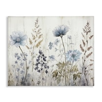 Stupell Industries Blue Nature Blossoms Plants & Flowers Painting Wrapped Canvas Art Print Wall Art, 20 x 16