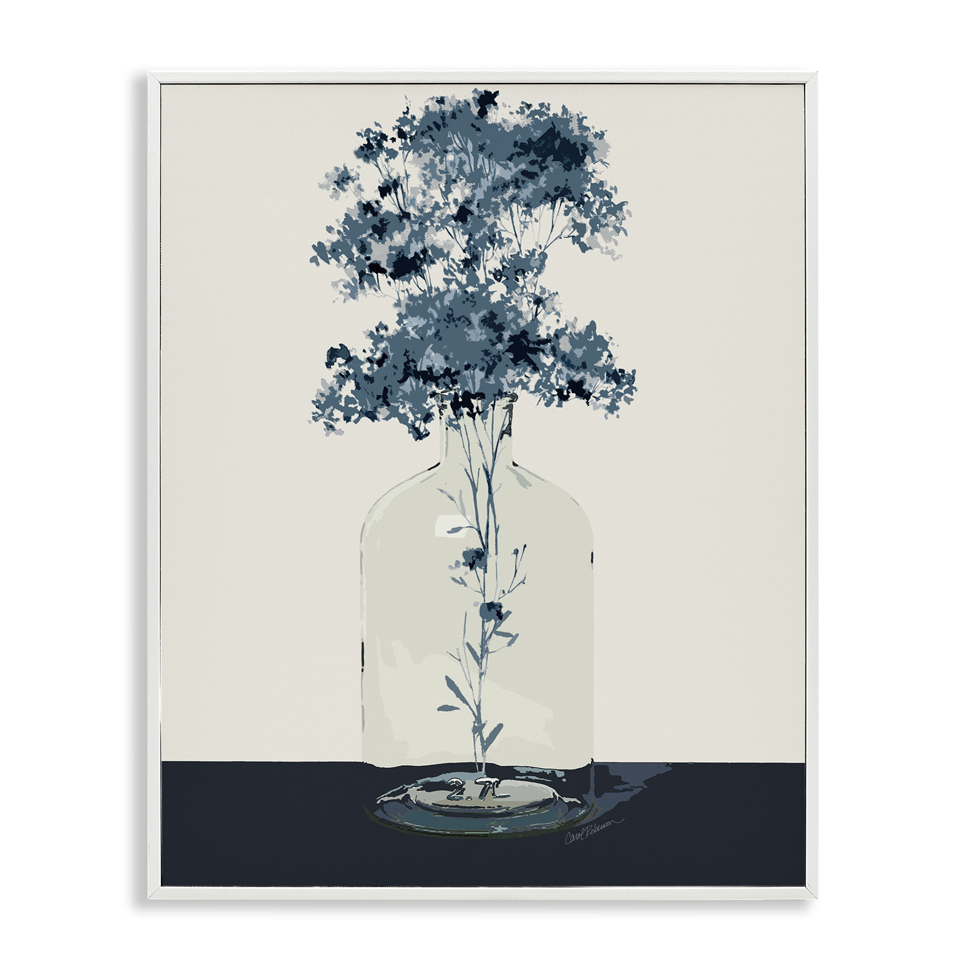 Stupell Industries Blue Nature Sprigs Plants & Flowers Painting White Framed Art Print Wall Art, 16 x 20