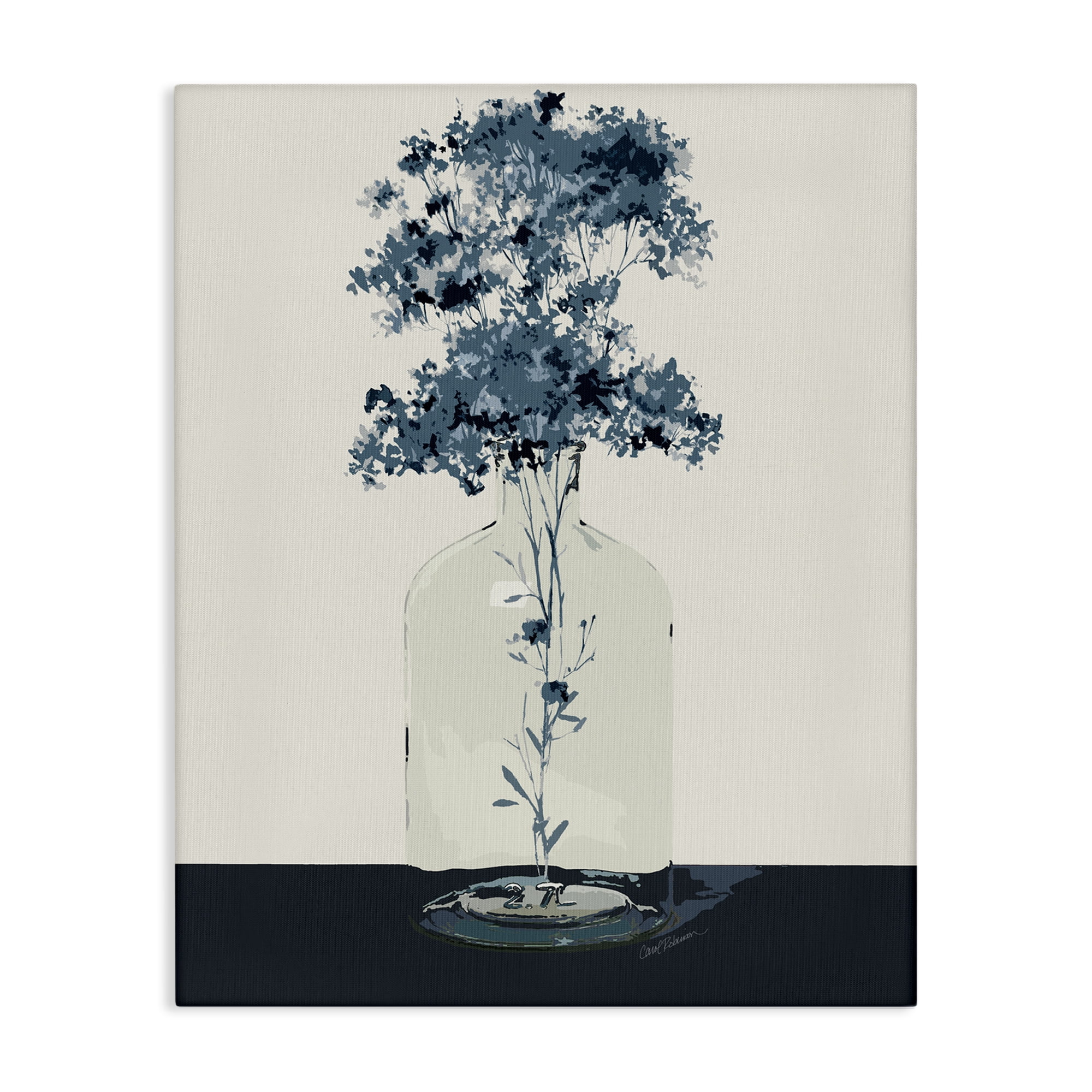 Stupell Industries Blue Nature Sprigs Plants & Flowers Painting Wrapped Canvas Art Print Wall Art, 36 x 48
