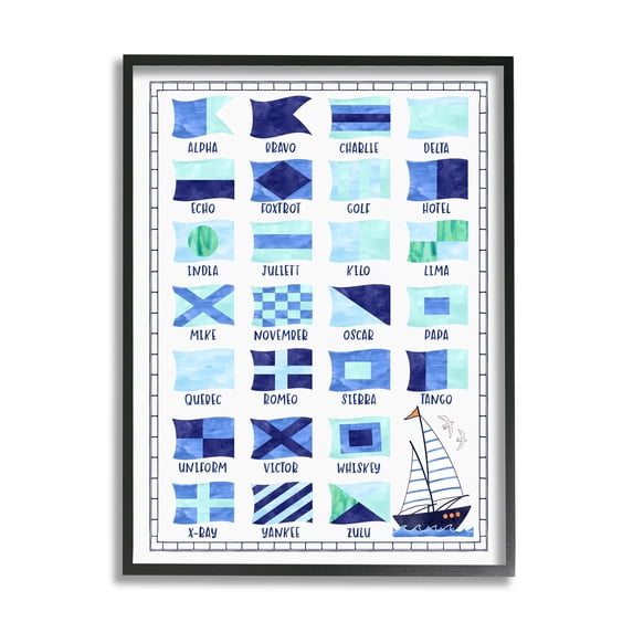 Stupell Industries Blue Nautical Flag Sailing Maritime Symbols Chart , 24 x 30, Design by Erica Billups